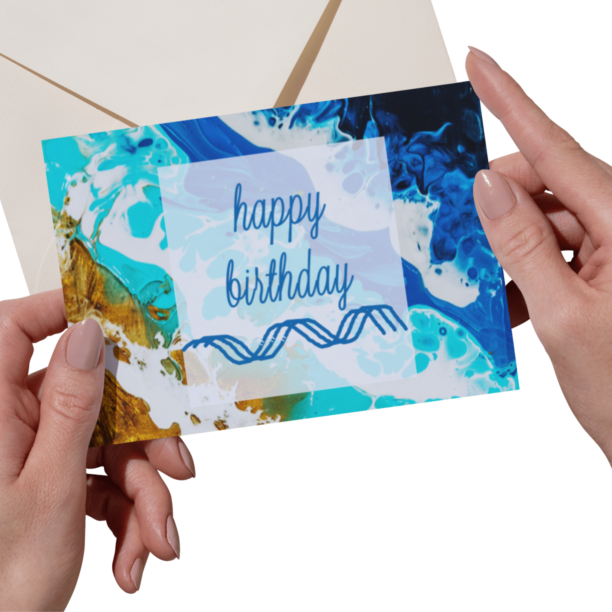 Shoreline Light Card – Happy Birthday Greeting Card with Acrylic Pour Sea Shore Waves