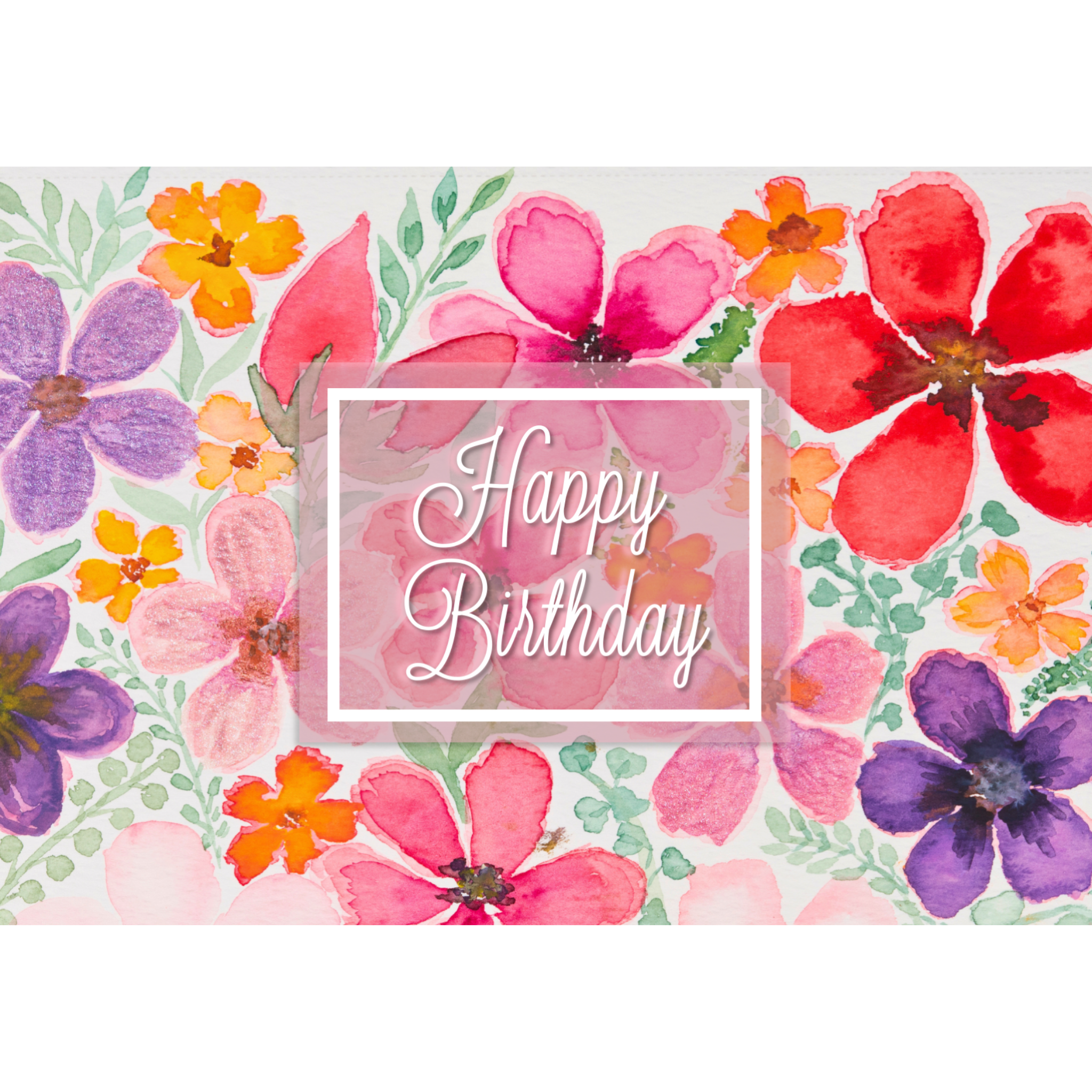 Vibrant Bloom Birthday Card – Watercolour Floral Design