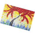 Crimson Tree Floral Card – Acrylic Painting Design