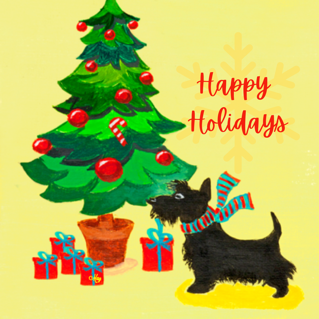 Scottie Dog & Christmas Tree Mug – Happy Holidays Dog Ceramic Coffee Mug