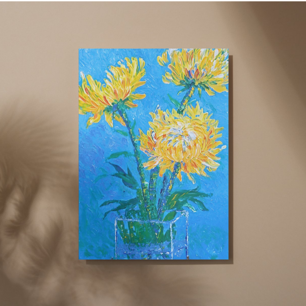 Golden Chrysanthemums Canvas Print – A3 Vibrant Floral Wall Art