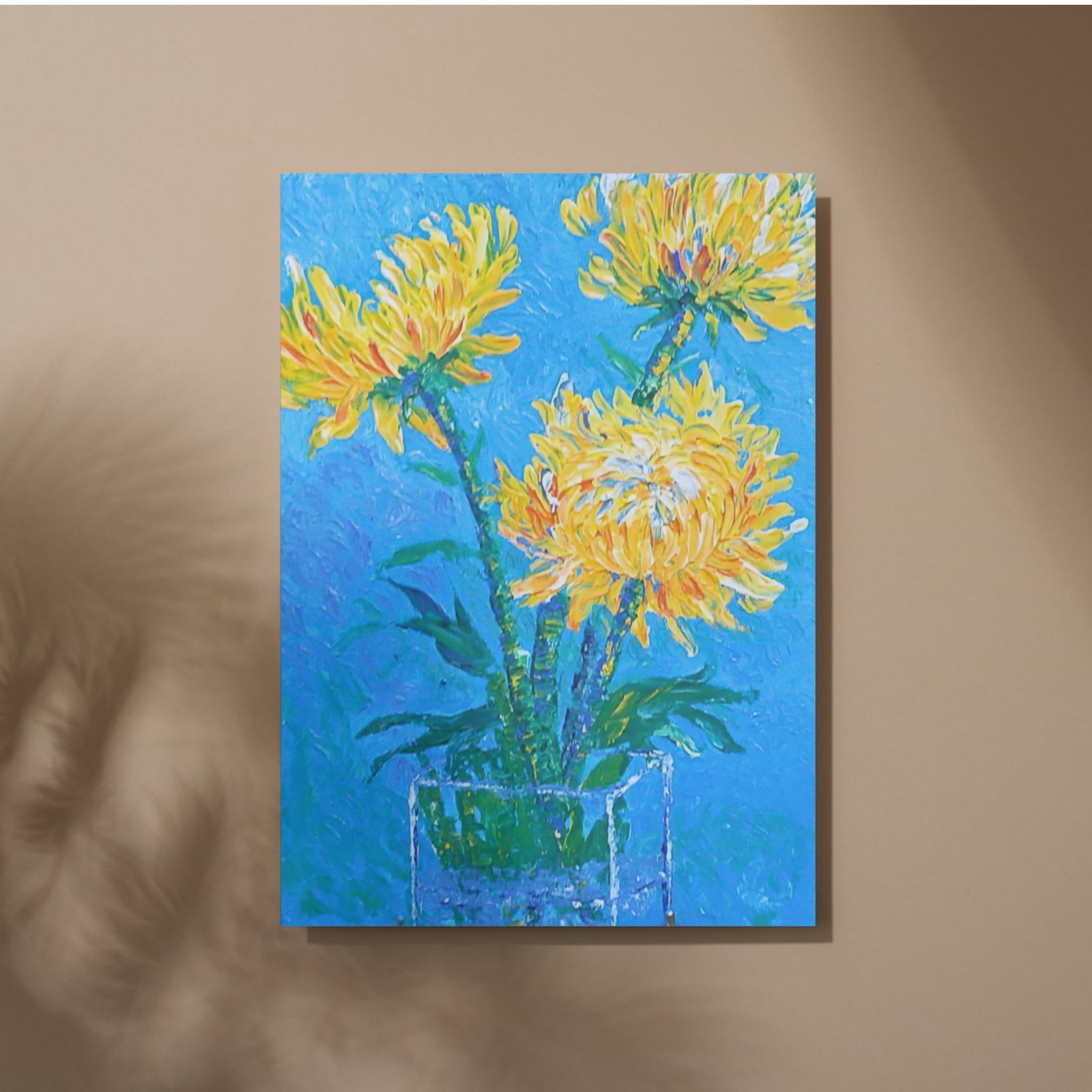 Golden Chrysanthemums Canvas Print – A3 Vibrant Floral Wall Art