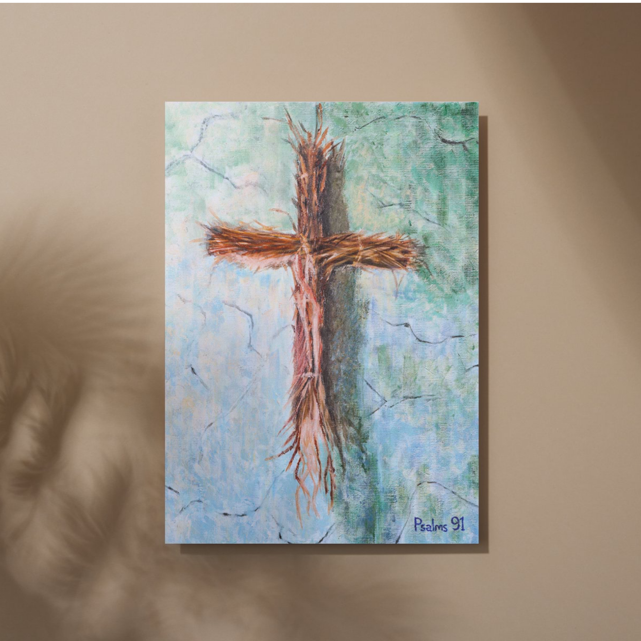Rooted Cross Psalms 91 Canvas Print – A3 Spiritual Wall Art