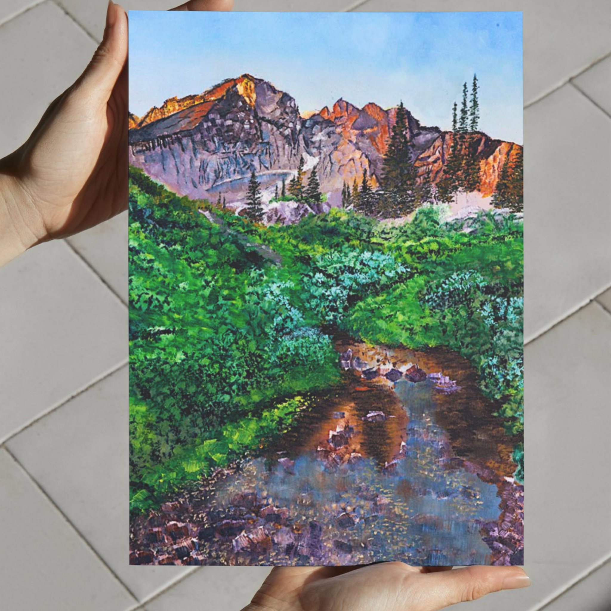 Mountain Stream Canvas Print – A3 Scenic Landscape Wall Art