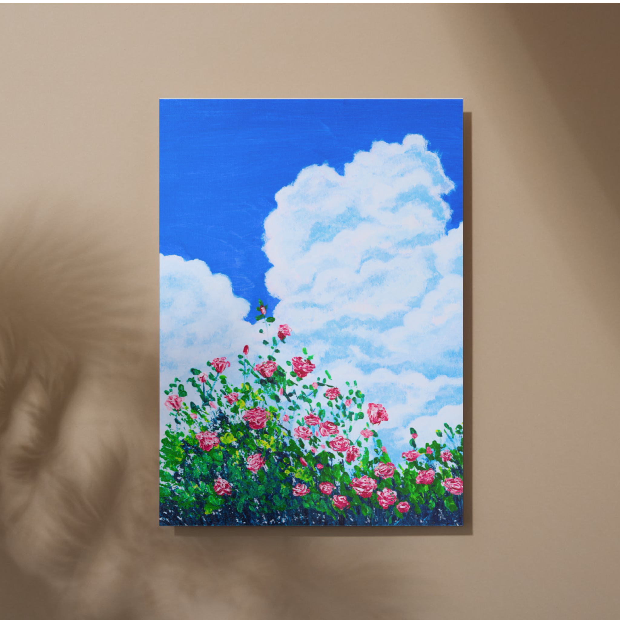 Skyward Roses Canvas Print – A3 Pink Floral Wall Art