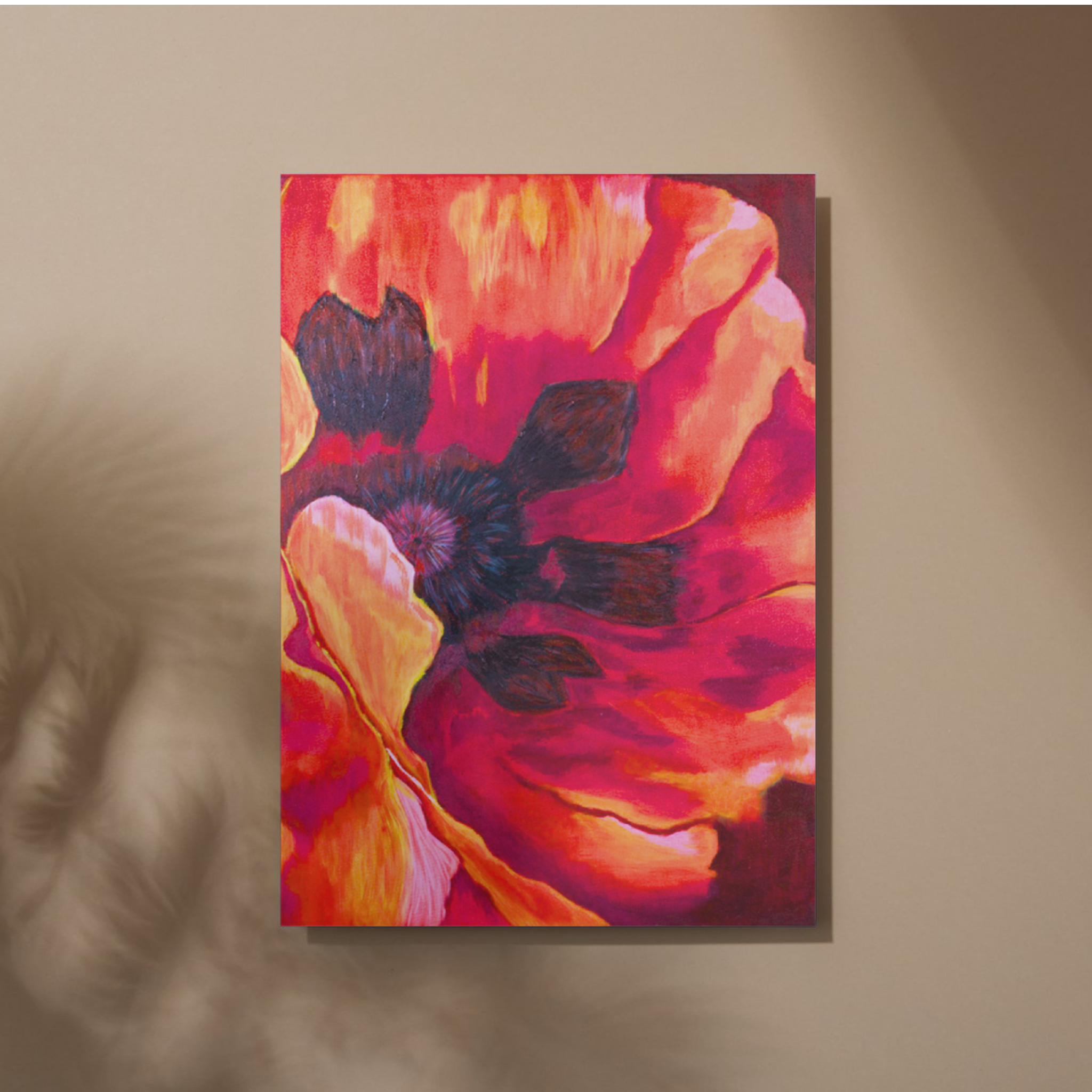 Fiery Poppy Canvas Print – A3 Bold Red Floral Wall Art