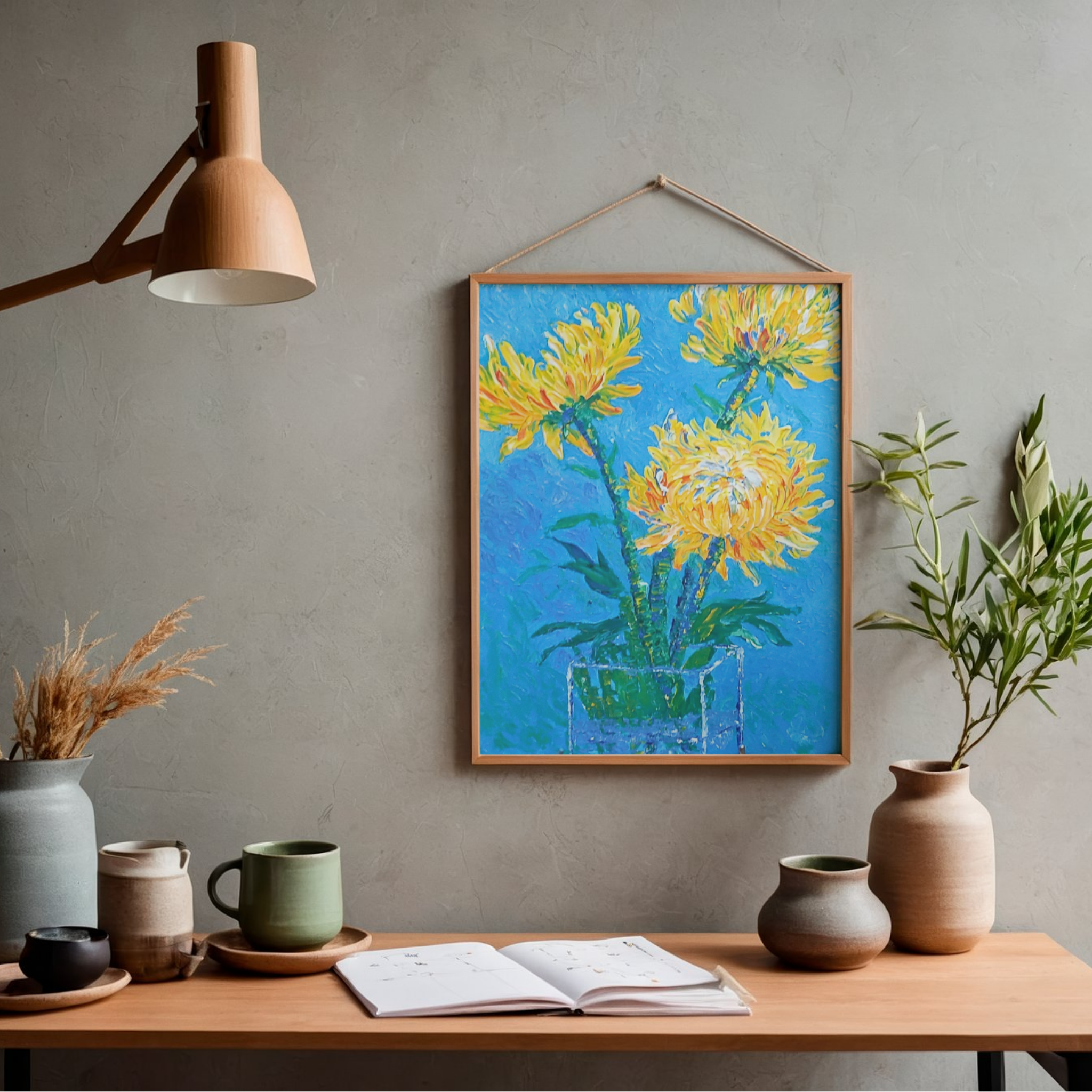 Golden Chrysanthemums Canvas Print – A3 Vibrant Floral Wall Art