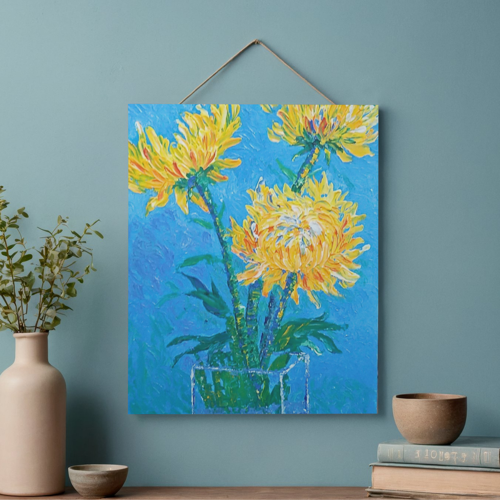Golden Chrysanthemums Canvas Print – A3 Vibrant Floral Wall Art
