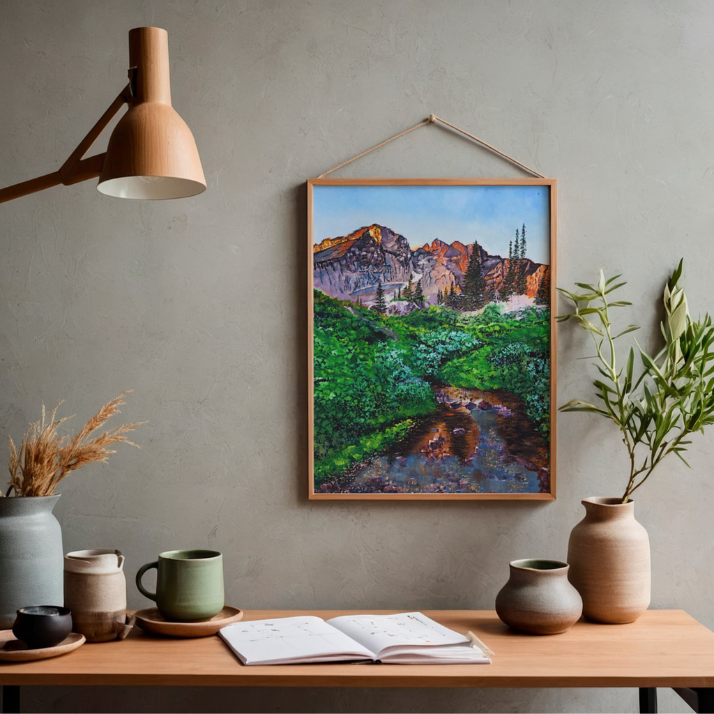 Mountain Stream Canvas Print – A3 Scenic Landscape Wall Art