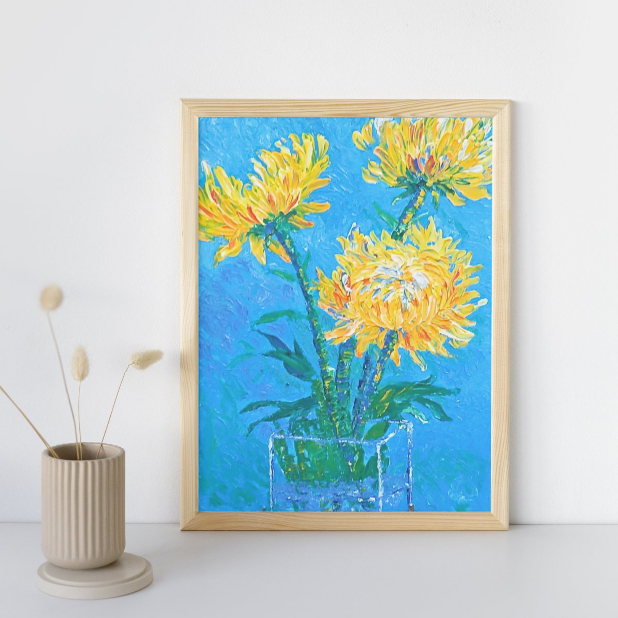 Golden Chrysanthemums Canvas Print – A3 Vibrant Floral Wall Art