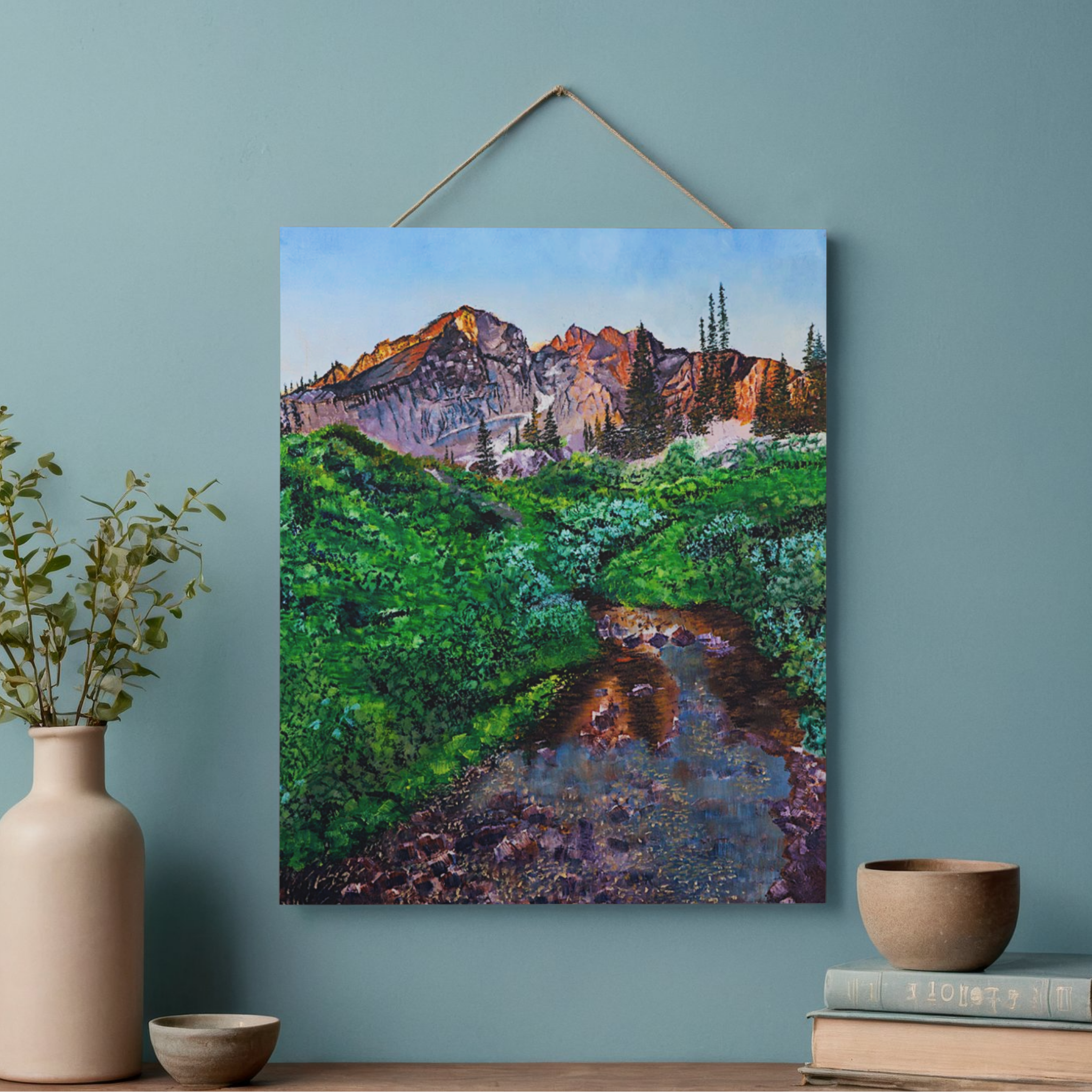 Mountain Stream Canvas Print – A3 Scenic Landscape Wall Art