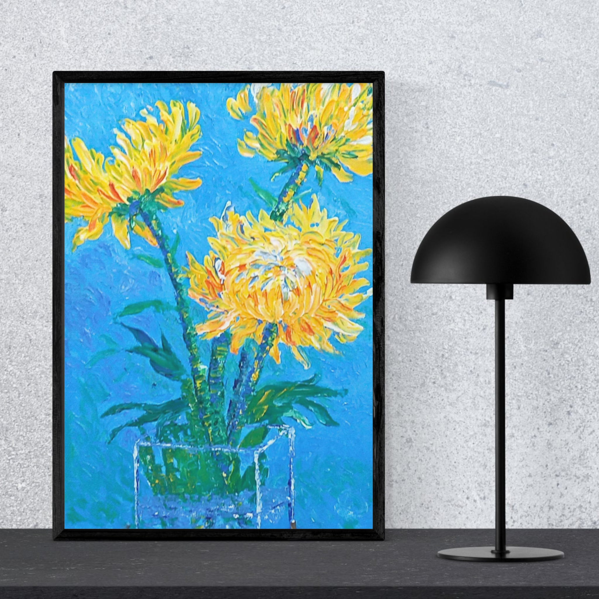 Golden Chrysanthemums Canvas Print – A3 Vibrant Floral Wall Art