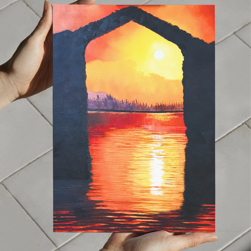 Sunset Arch Canvas Print – A3 Dramatic Coastal Landscape Wall Art