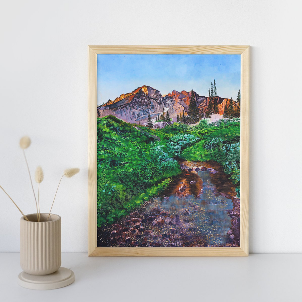 Mountain Stream Canvas Print – A3 Scenic Landscape Wall Art