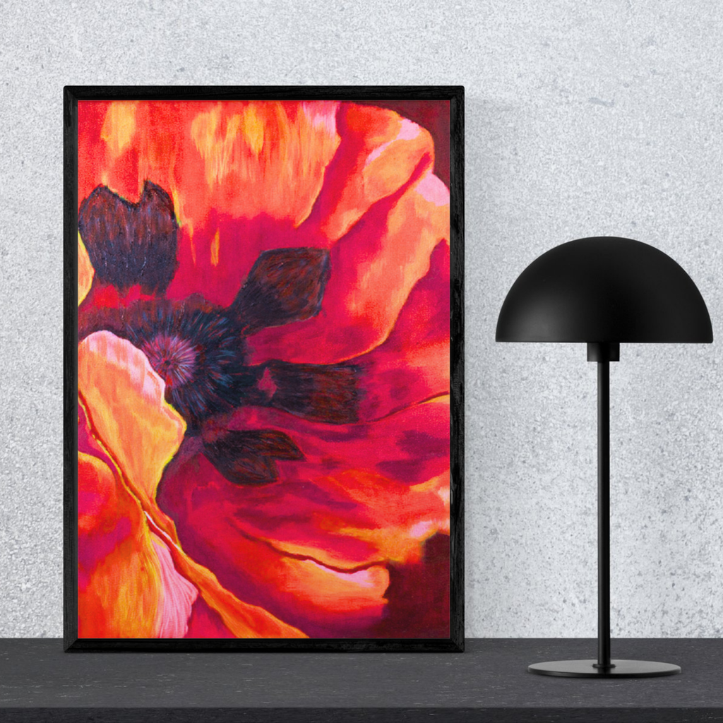 Fiery Poppy Canvas Print – A3 Bold Red Floral Wall Art