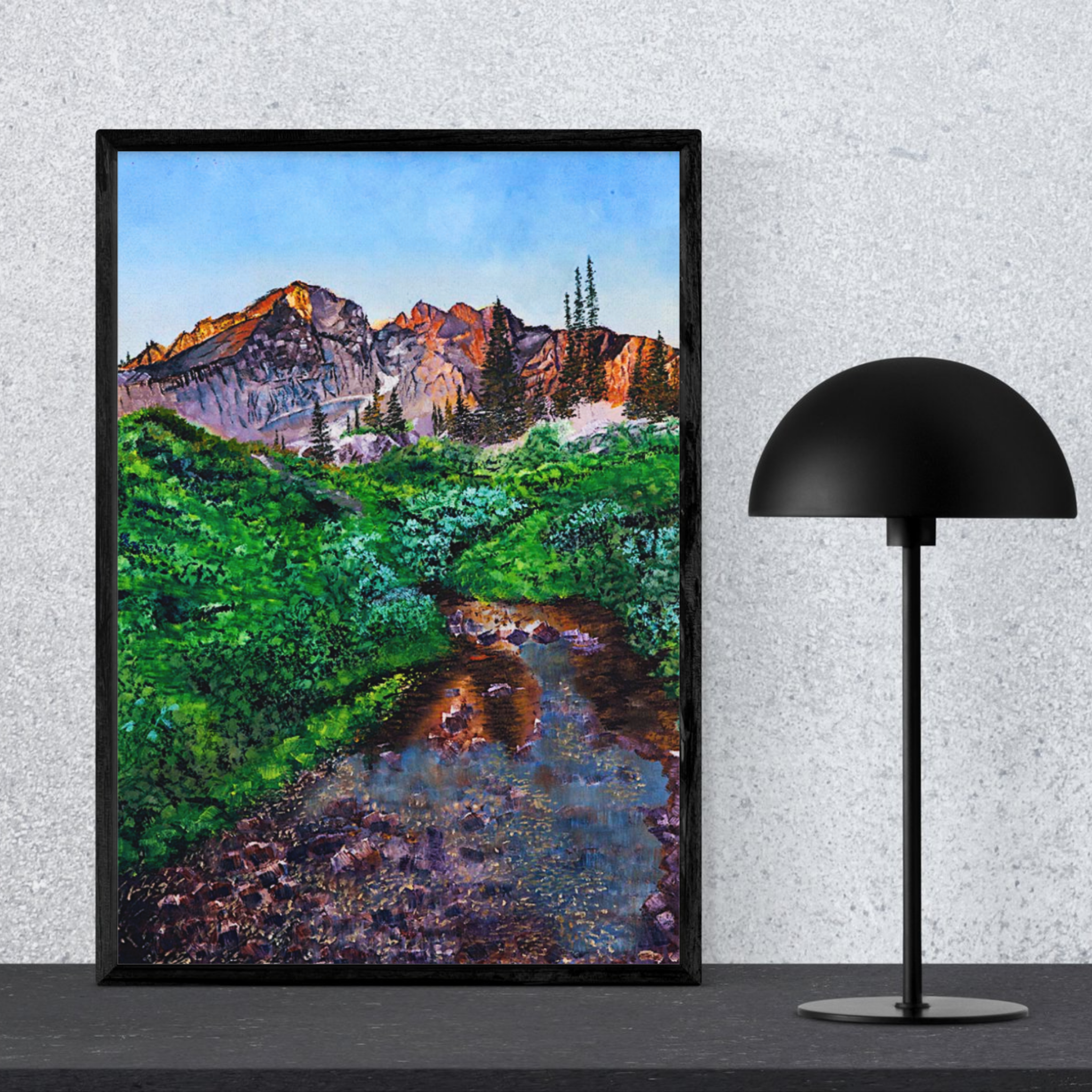 Mountain Stream Canvas Print – A3 Scenic Landscape Wall Art
