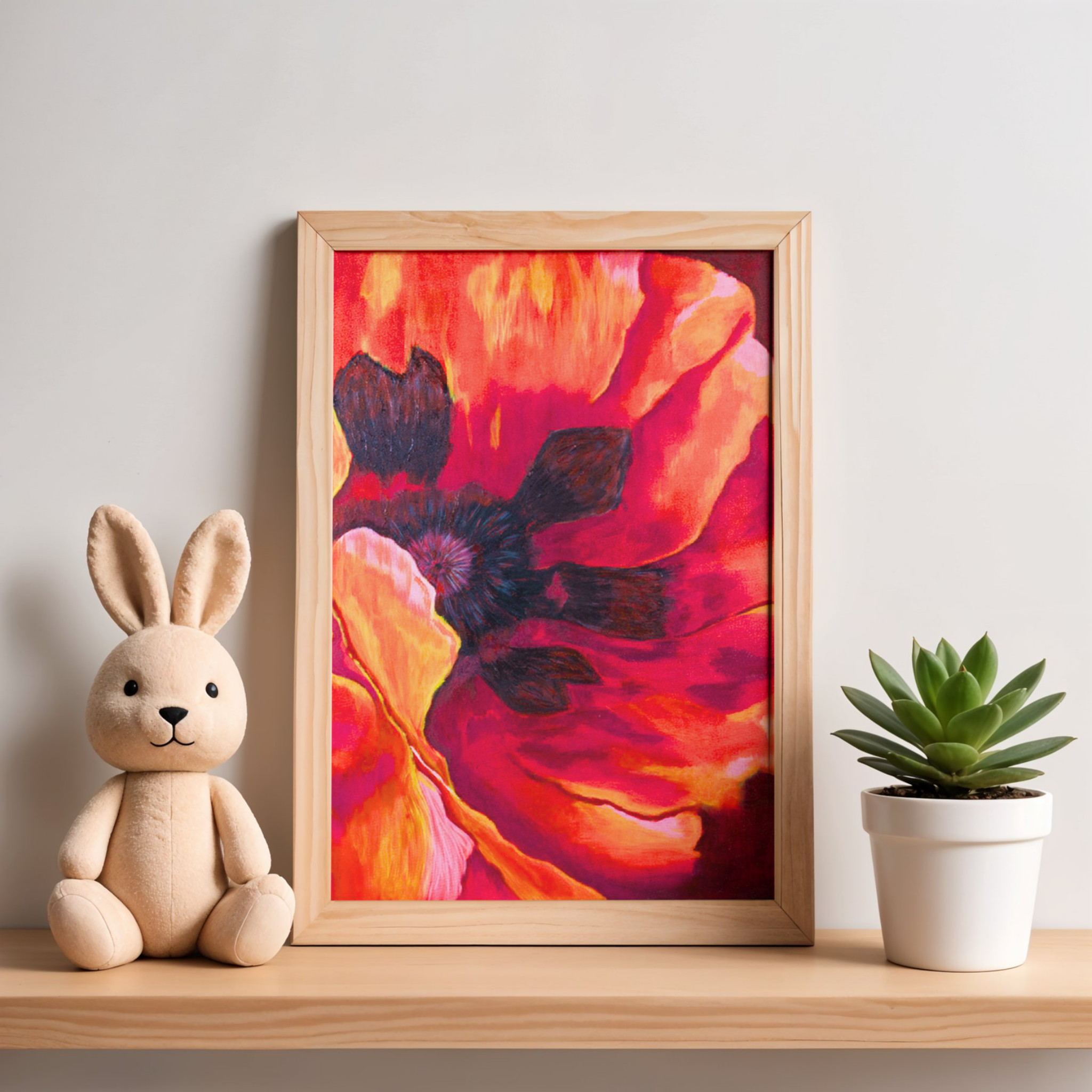 Fiery Poppy Canvas Print – A3 Bold Red Floral Wall Art
