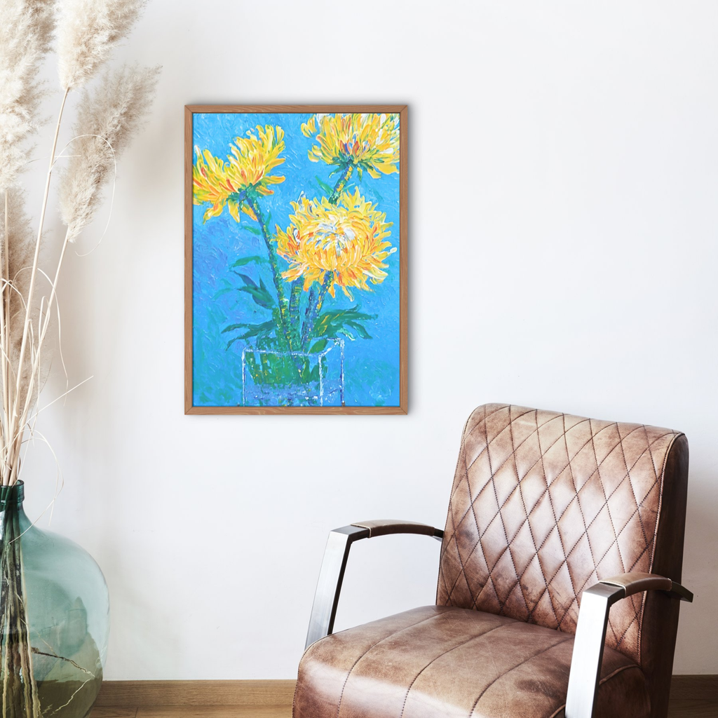 Golden Chrysanthemums Canvas Print – A3 Vibrant Floral Wall Art