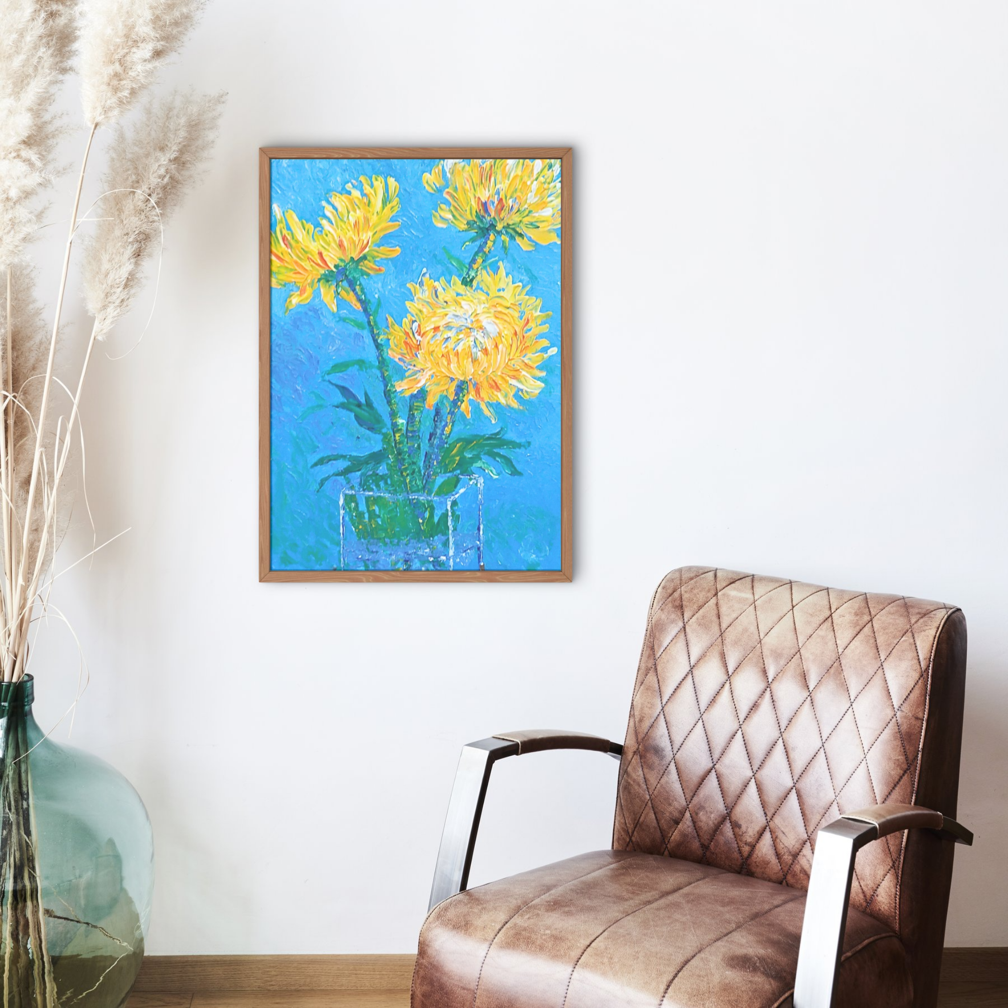 Golden Chrysanthemums Canvas Print – A3 Vibrant Floral Wall Art