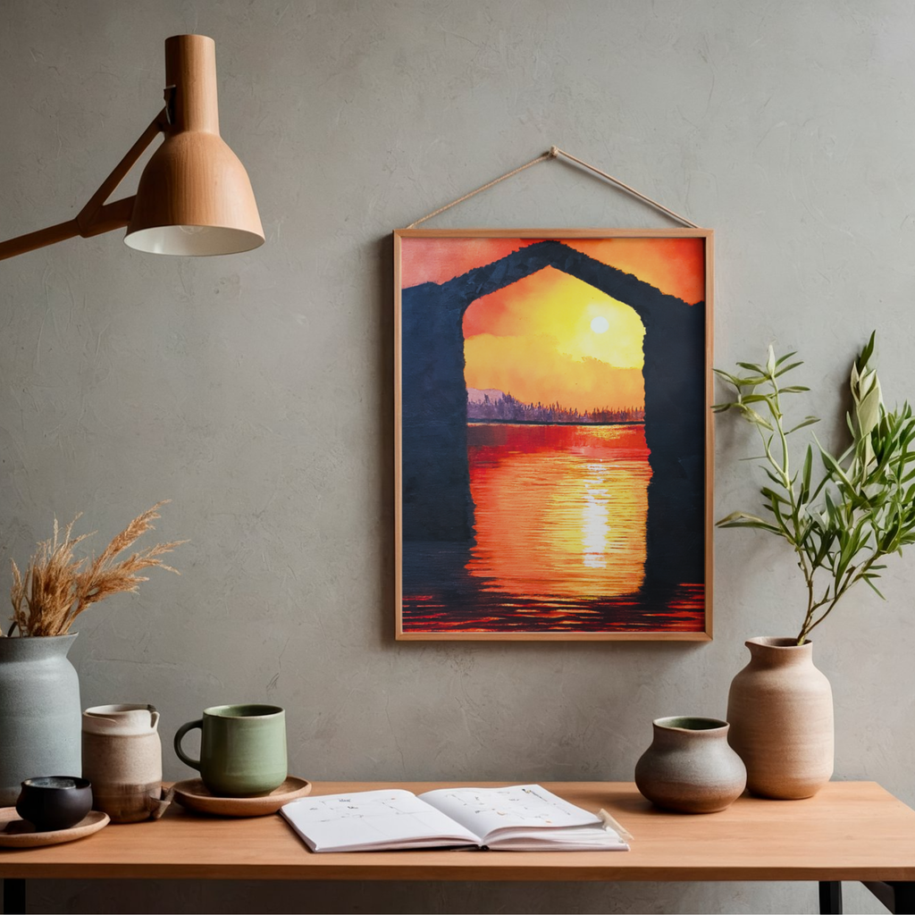 Sunset Arch Canvas Print – A3 Dramatic Coastal Landscape Wall Art