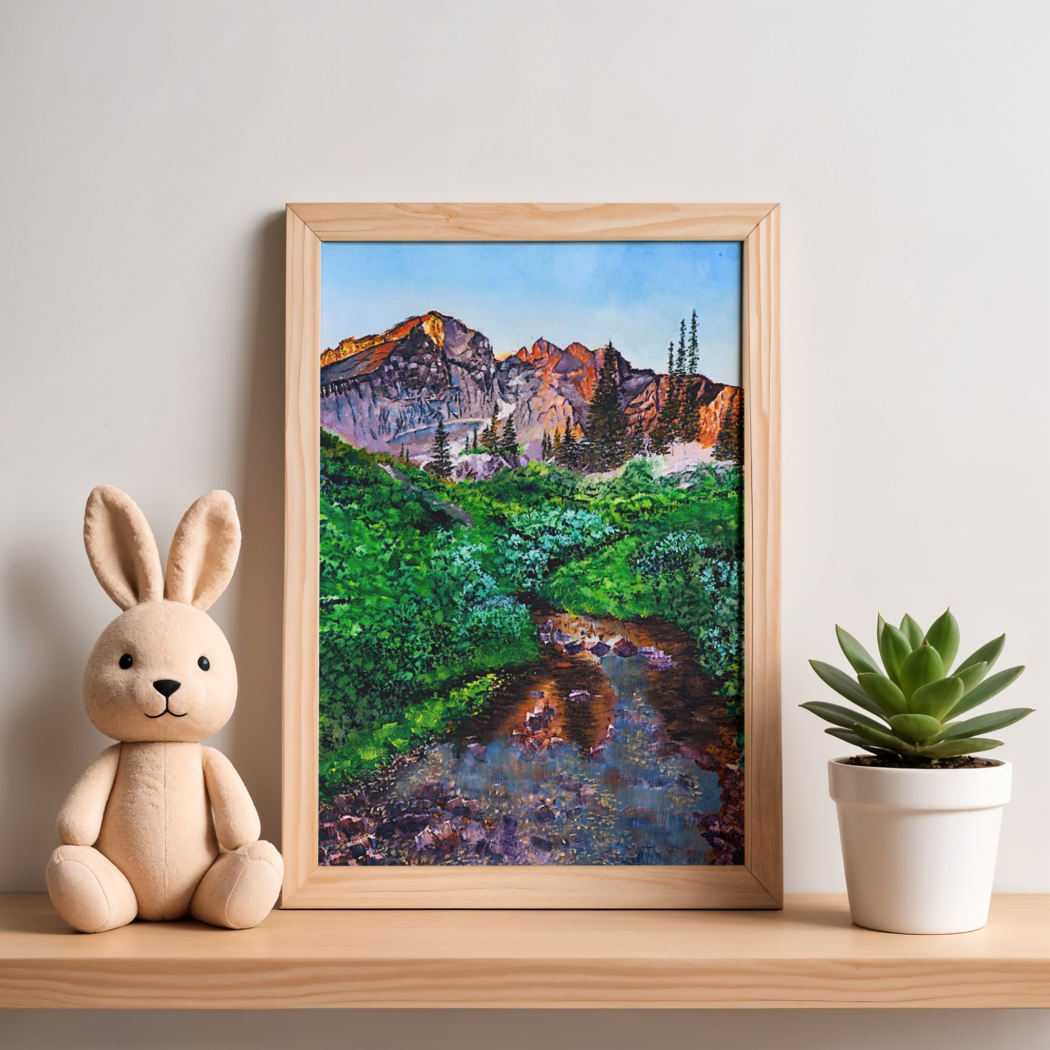 Mountain Stream Canvas Print – A3 Scenic Landscape Wall Art