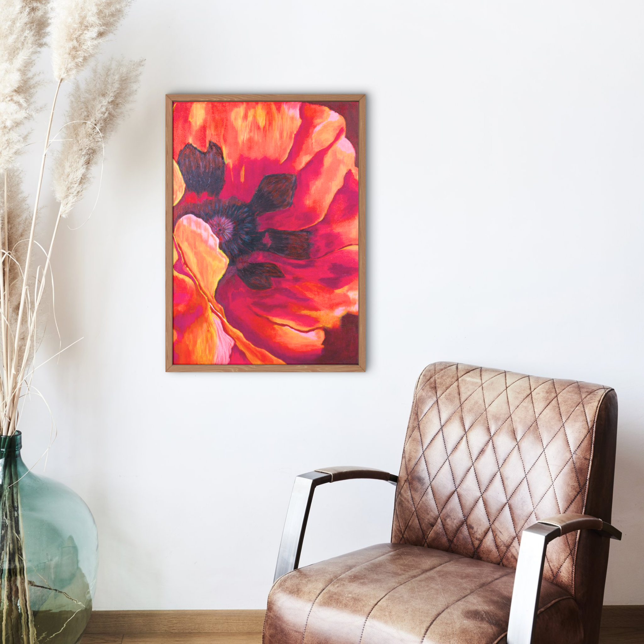 Fiery Poppy Canvas Print – A3 Bold Red Floral Wall Art