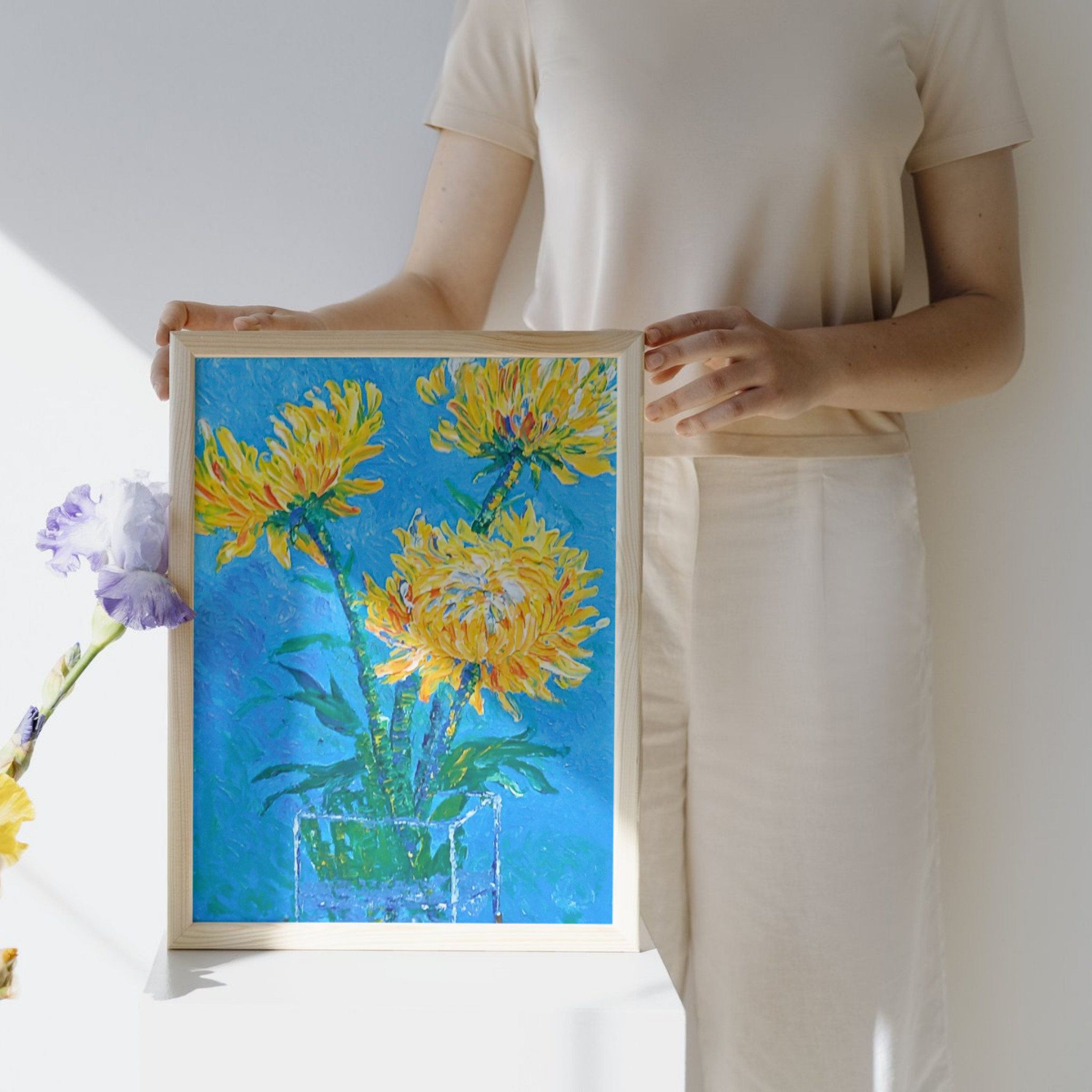 Golden Chrysanthemums Canvas Print – A3 Vibrant Floral Wall Art