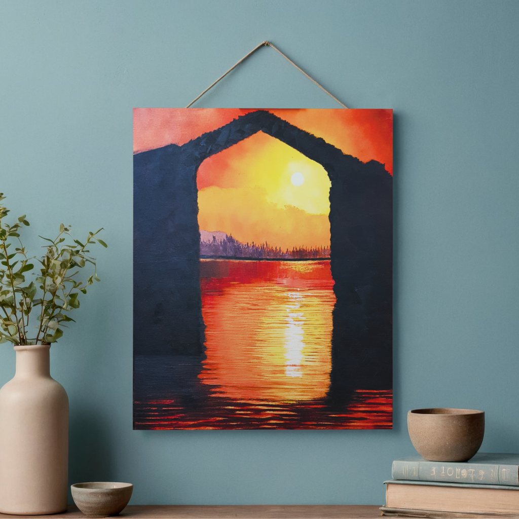 Sunset Arch Canvas Print – A3 Dramatic Coastal Landscape Wall Art