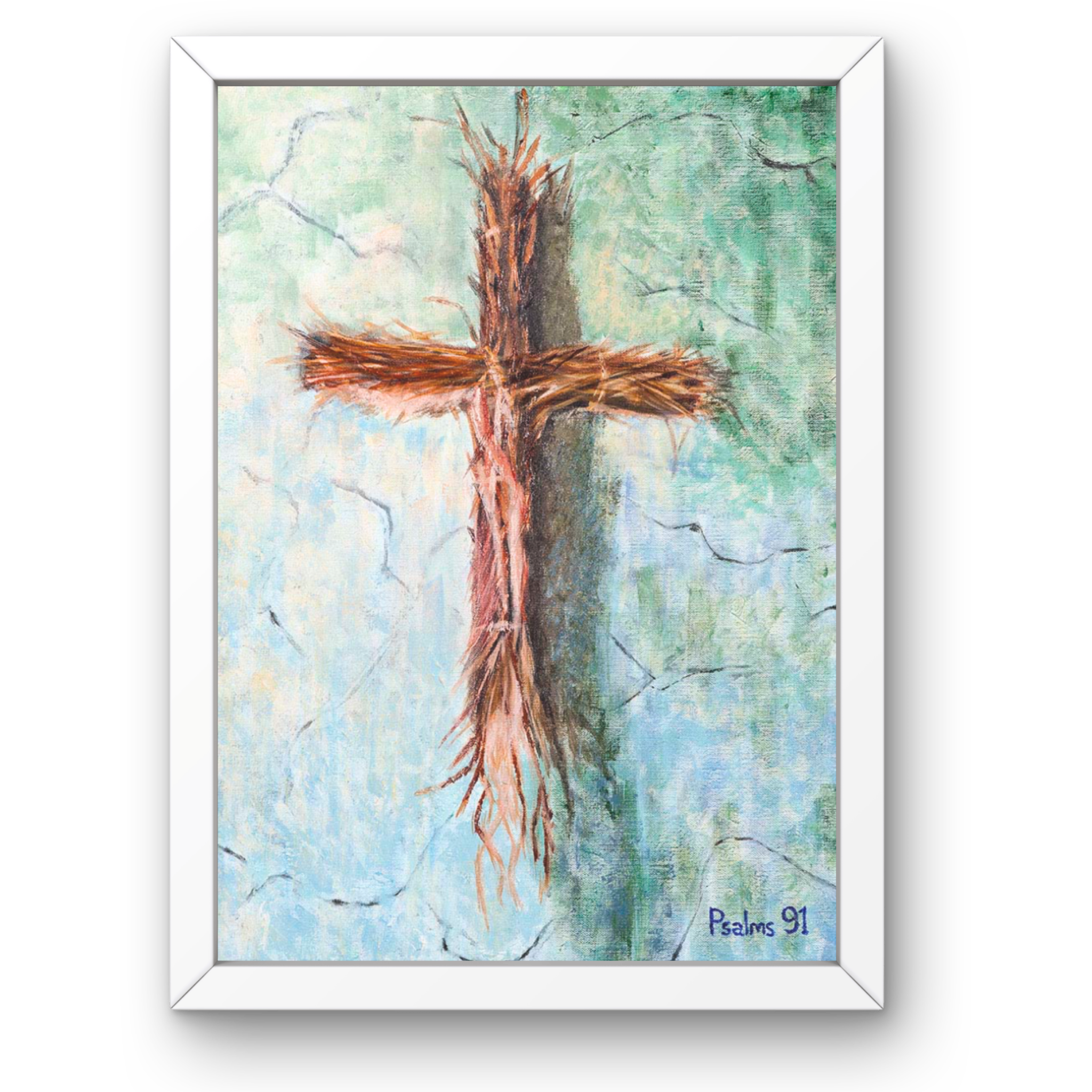 Rooted Cross Psalms 91 Canvas Print – A3 Spiritual Wall Art