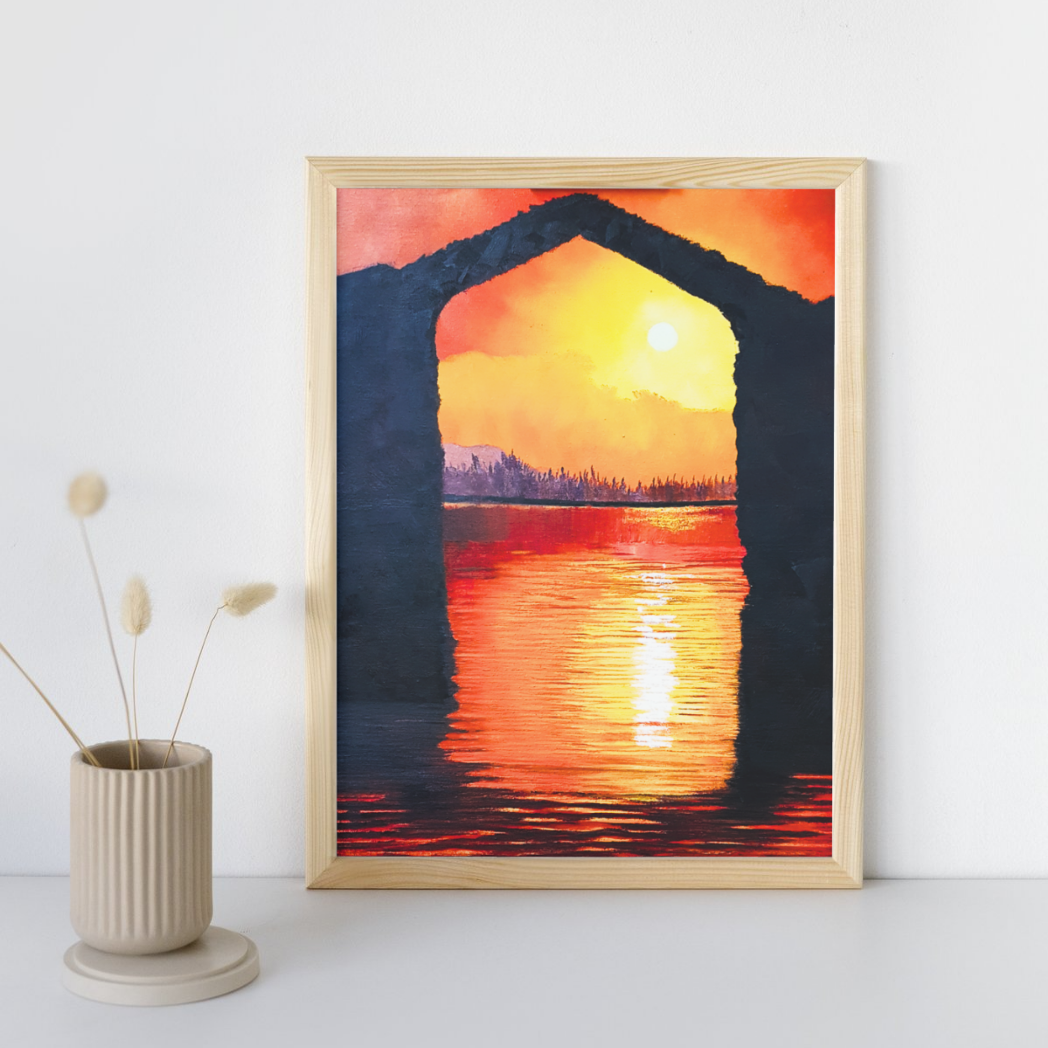Sunset Arch Canvas Print – A3 Dramatic Coastal Landscape Wall Art