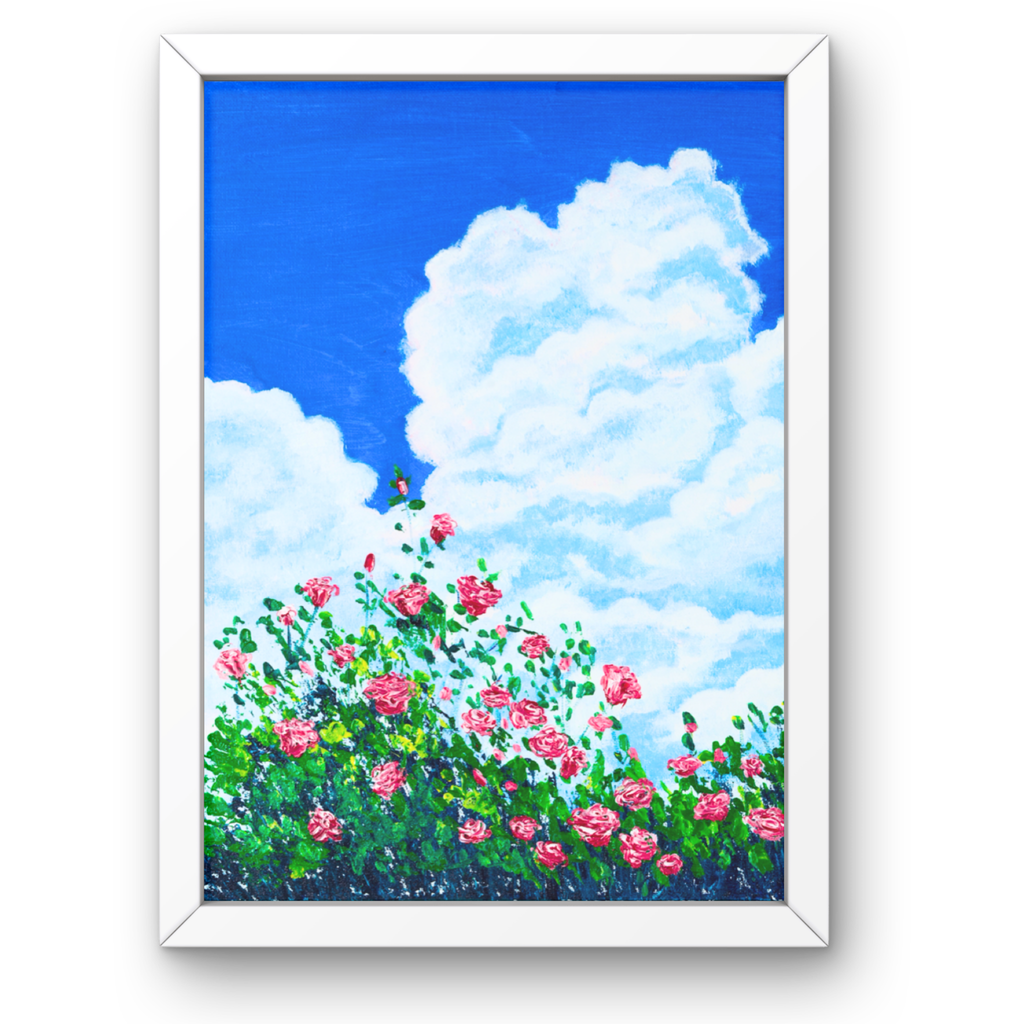 Skyward Roses Canvas Print – A3 Pink Floral Wall Art