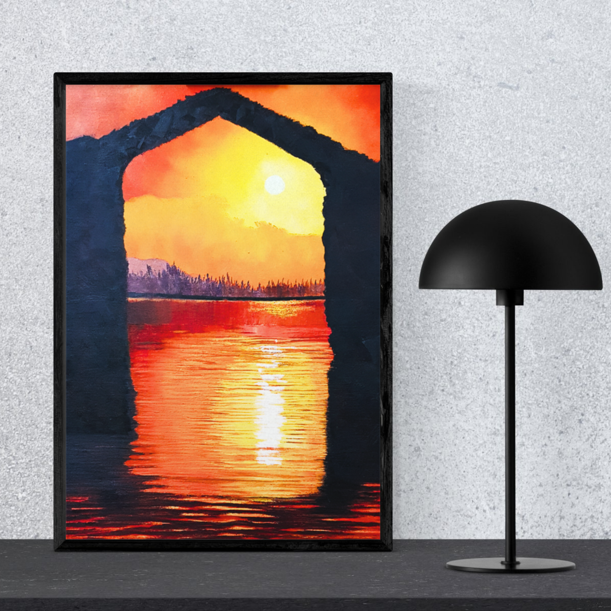 Sunset Arch Canvas Print – A3 Dramatic Coastal Landscape Wall Art