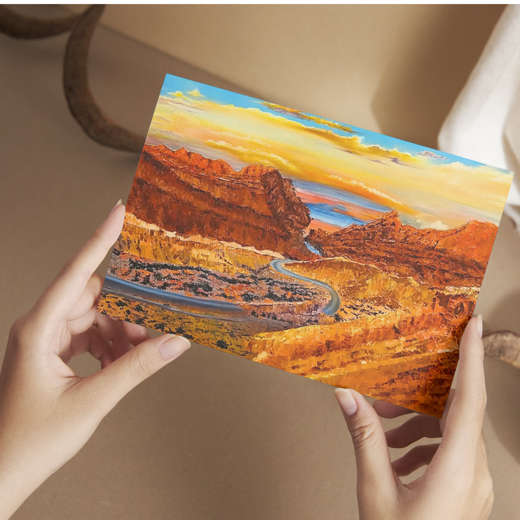 Sunset Canyon Landscape Card – Acrylic Painting Design