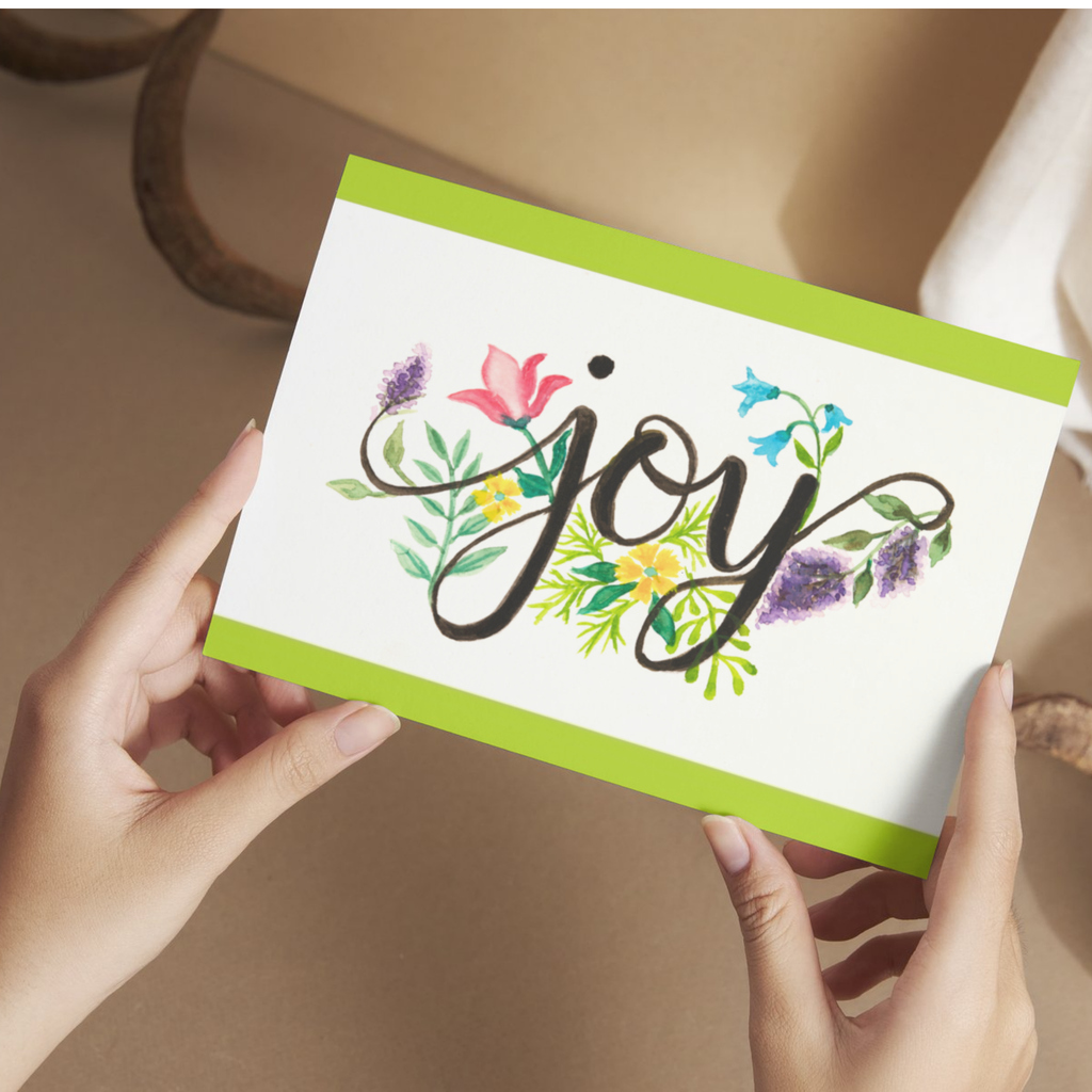 Joy Floral Card – Watercolor Illustration Design