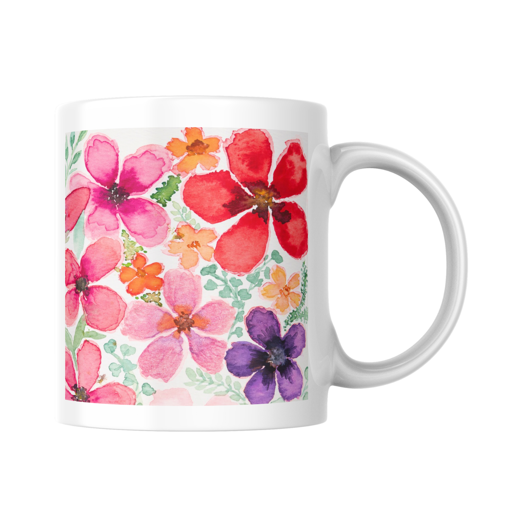 Vibrant Bouquet Mug – Colorful Watercolor Ceramic Coffee Mug