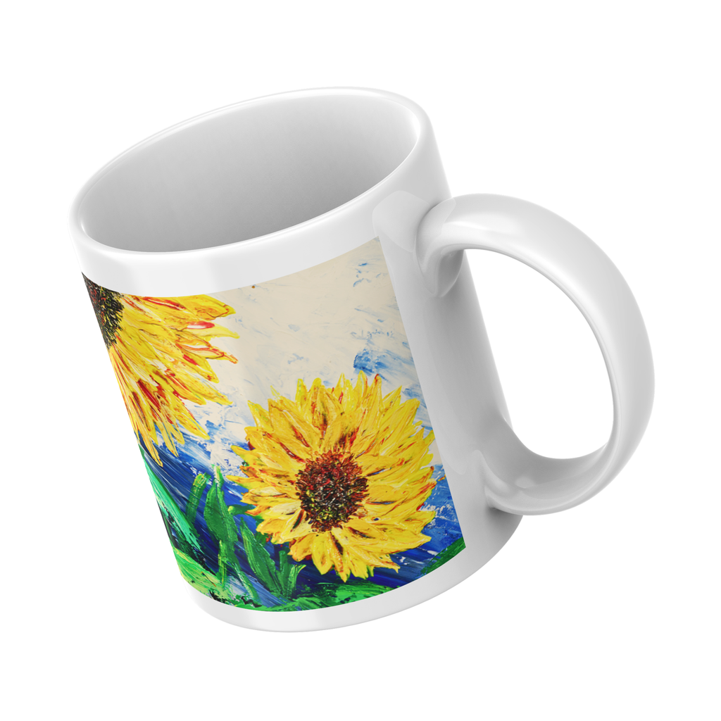 Sunlit Bloom Mug – Two Sunflowers Ceramic Coffee Mug