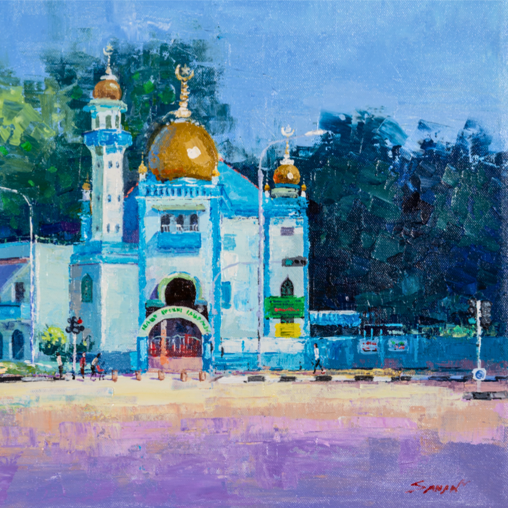 Malabar Mosque Singapore Canvas Print – A3 Cultural Landmark Wall Art