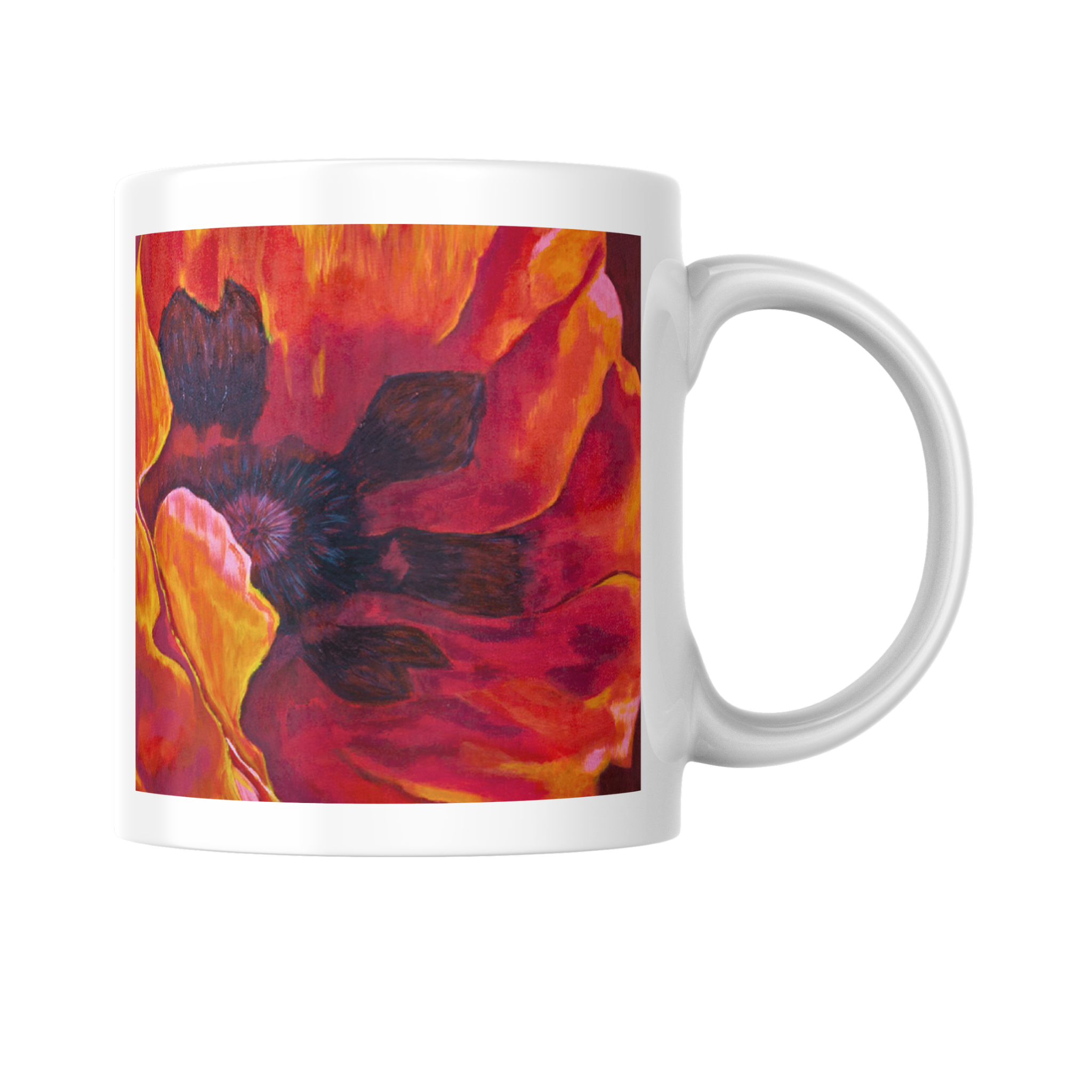 Fiery Poppy Mug – Bold Floral Ceramic Coffee Mug