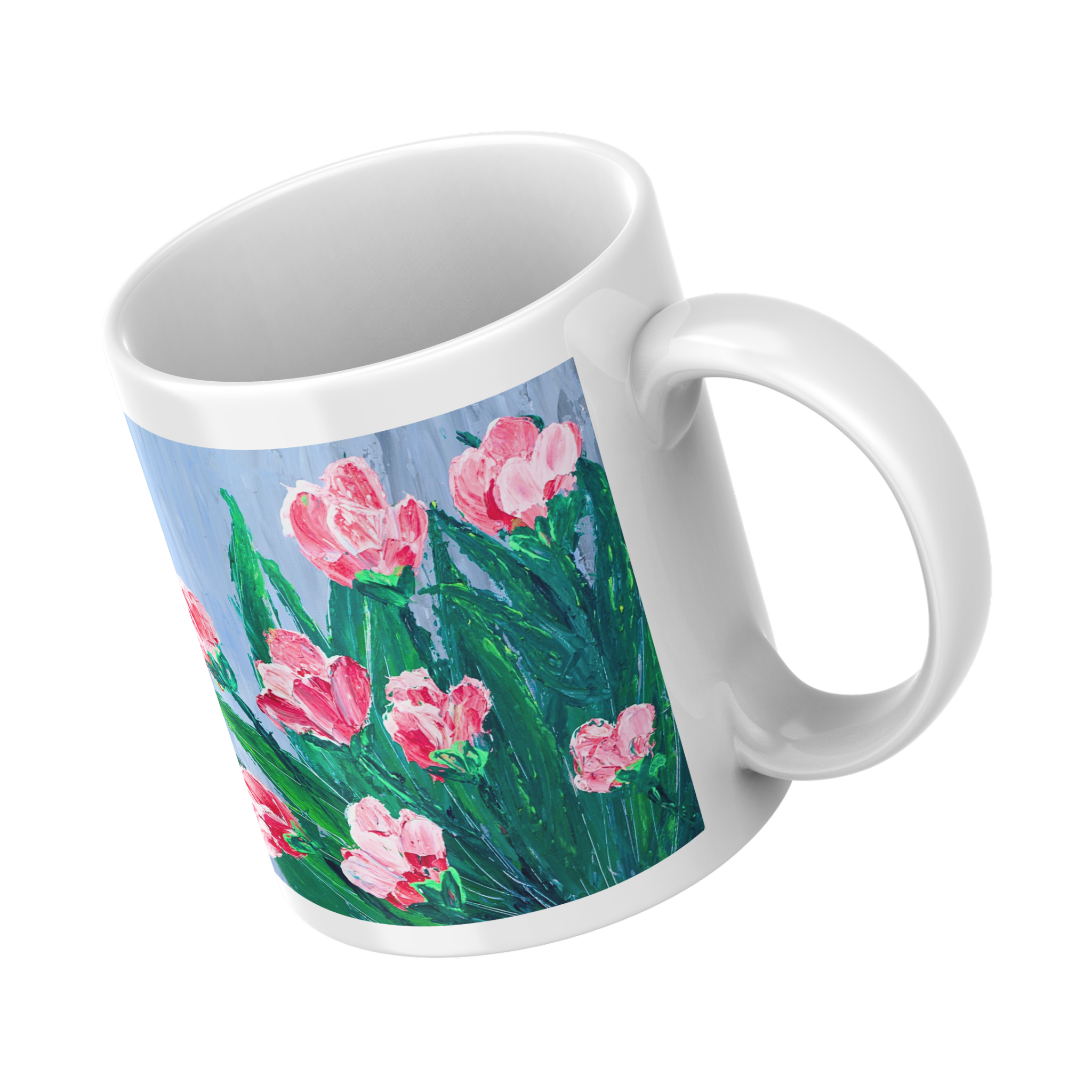 Pink Blossoms Mug – Impasto Floral Ceramic Coffee Mug