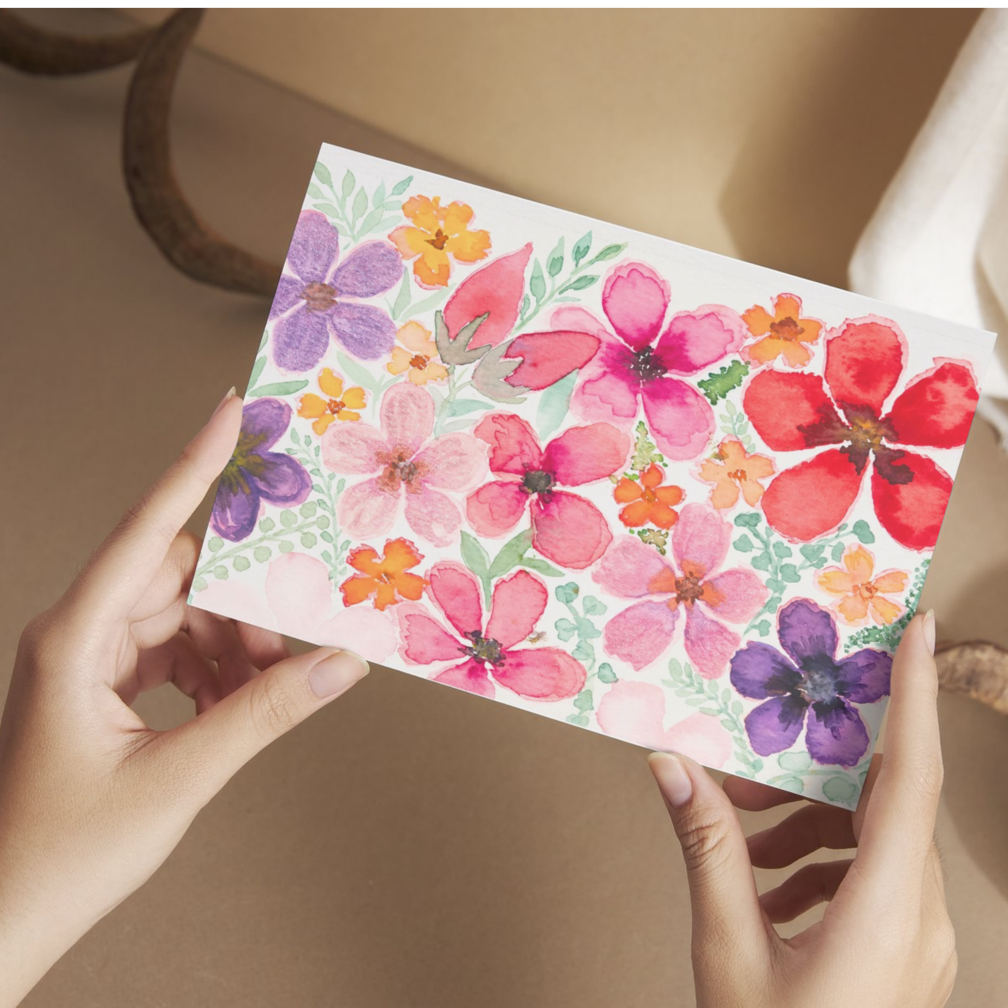 Vibrant Bouquet Floral Card – Watercolor Painting Design