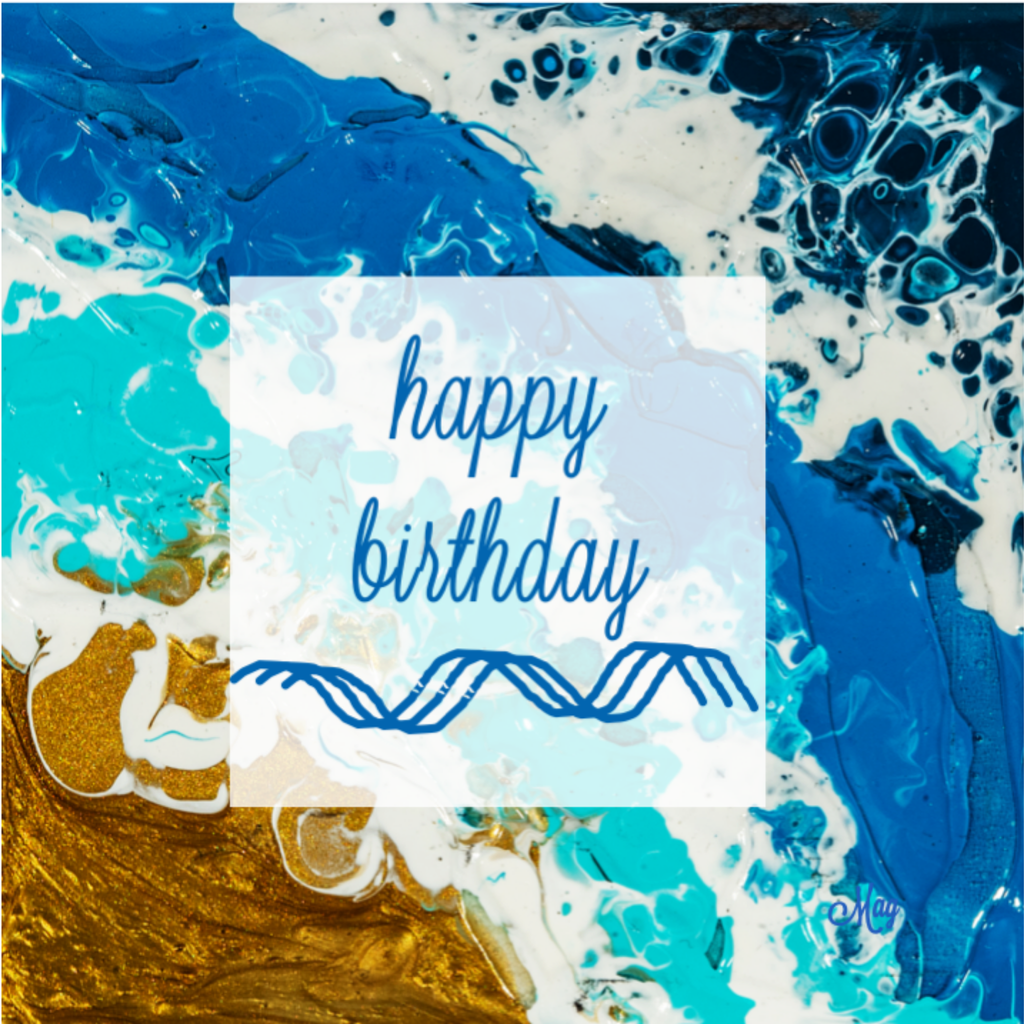 Shoreline Glow Card – Happy Birthday Greeting Card with Acrylic Pour Sea Shore Waves
