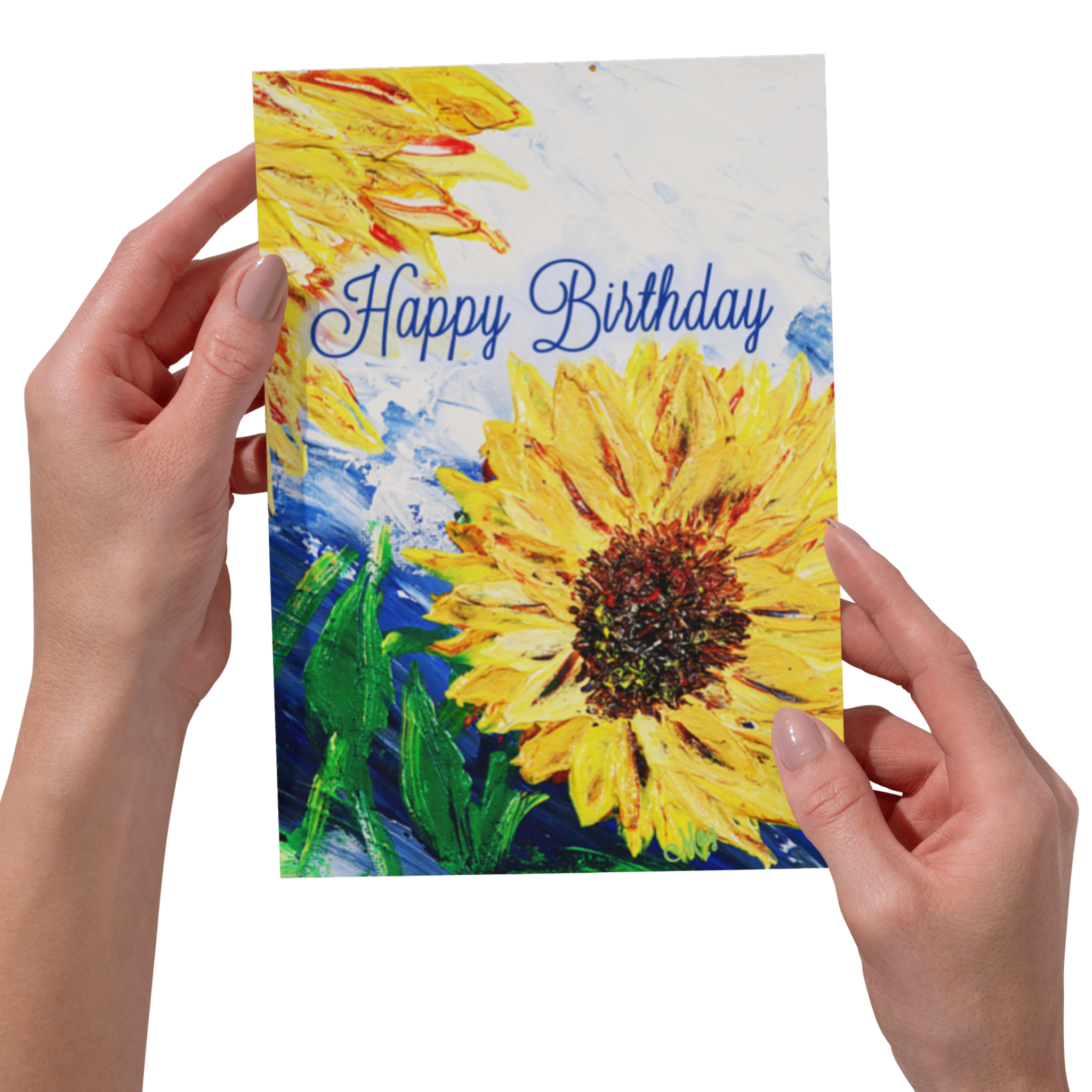Sunflower Joy Card – Happy Birthday Greeting Card with Bold Sunflower Painting