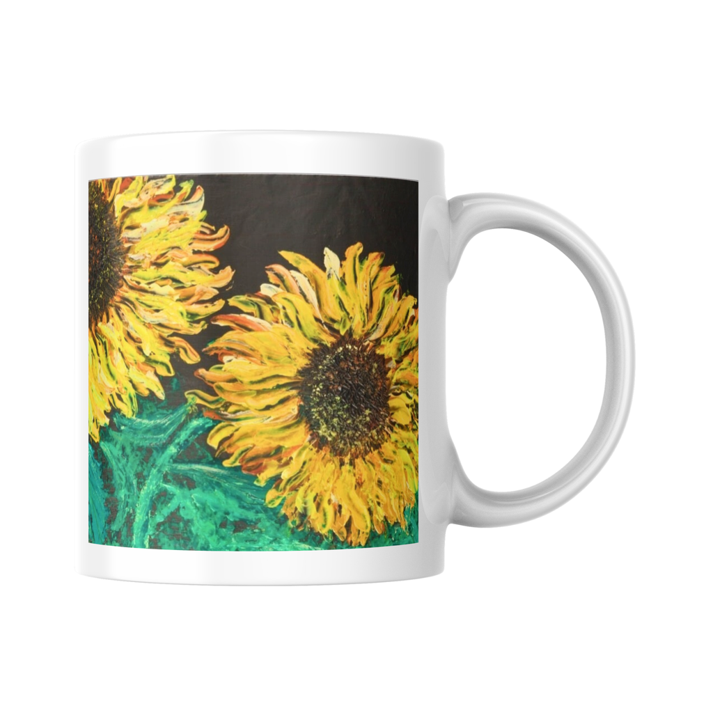 Sunflowers in the Dark Mug – Bold Floral Ceramic Coffee Mug