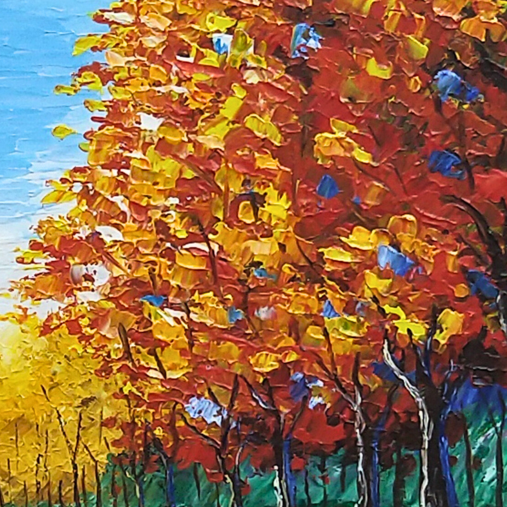 Autumn Trees along the Lake Canvas Print – A3 Fall Landscape Wall Art
