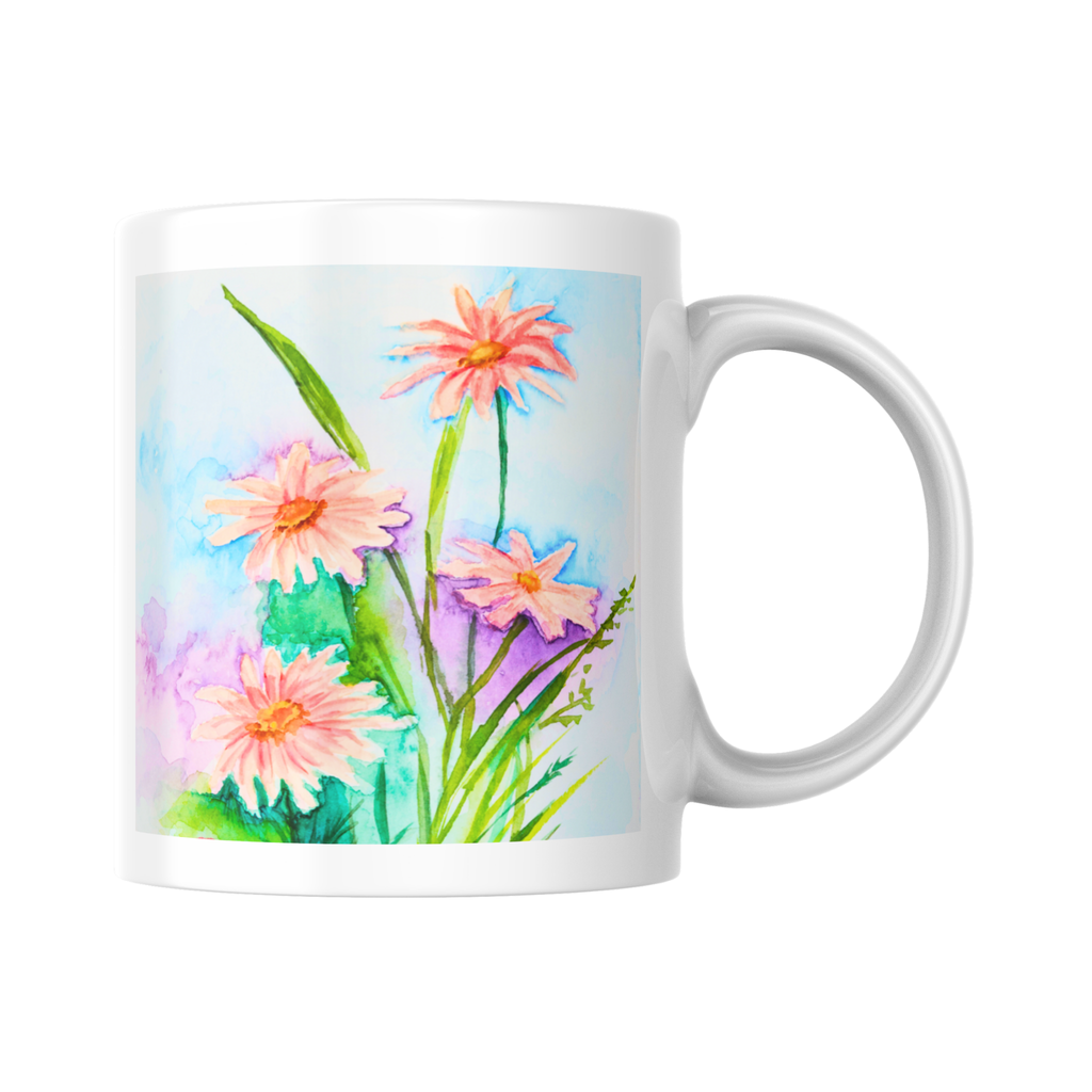 Dreamy Pink Bouquet Mug – Watercolor Floral Ceramic Coffee Mug
