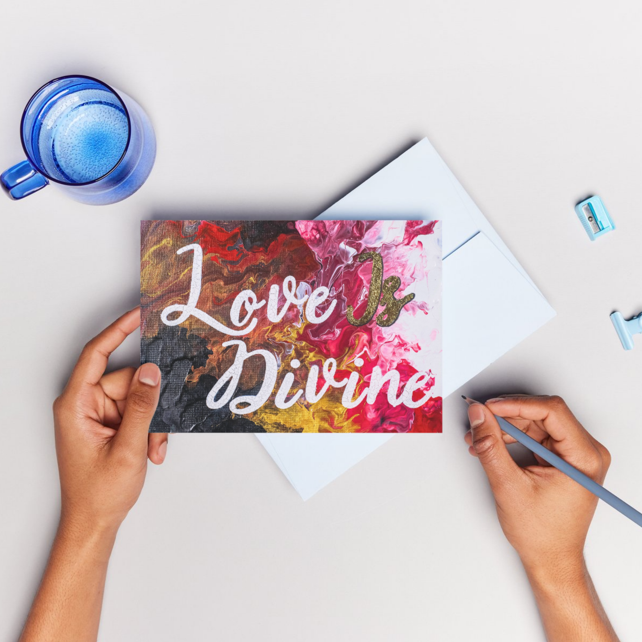 Love Is Divine – Blank Greeting Card with Craft Envelope & Expressive Abstract Artwork