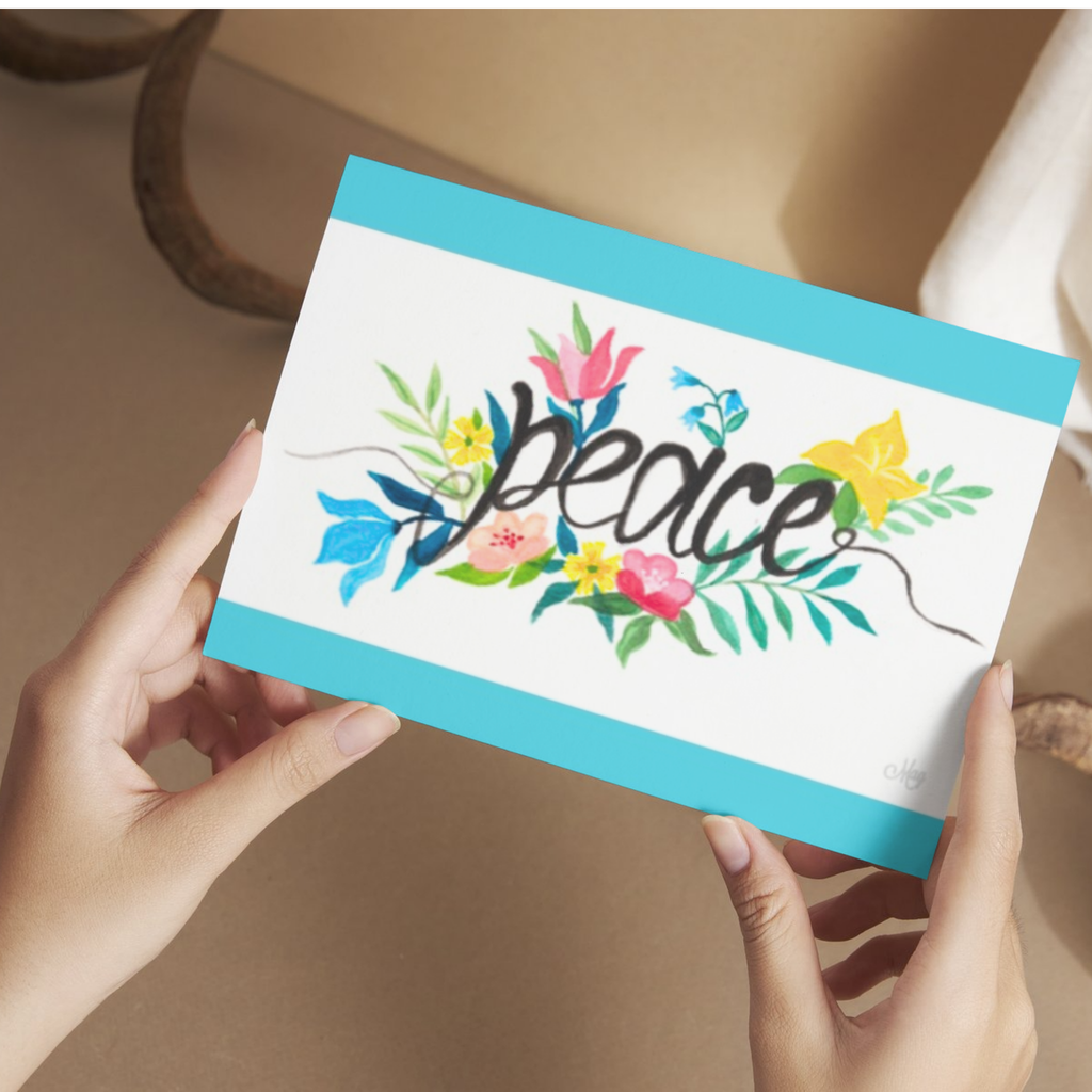 Peace Floral Card – Watercolor Illustration Design