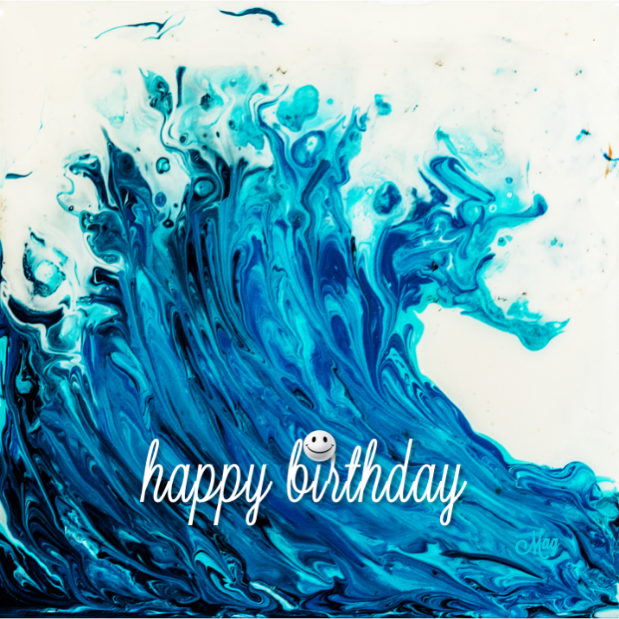 Wave Joy Card – Happy Birthday Greeting Card with Acrylic Flow Ocean Wave & Smiley Detail
