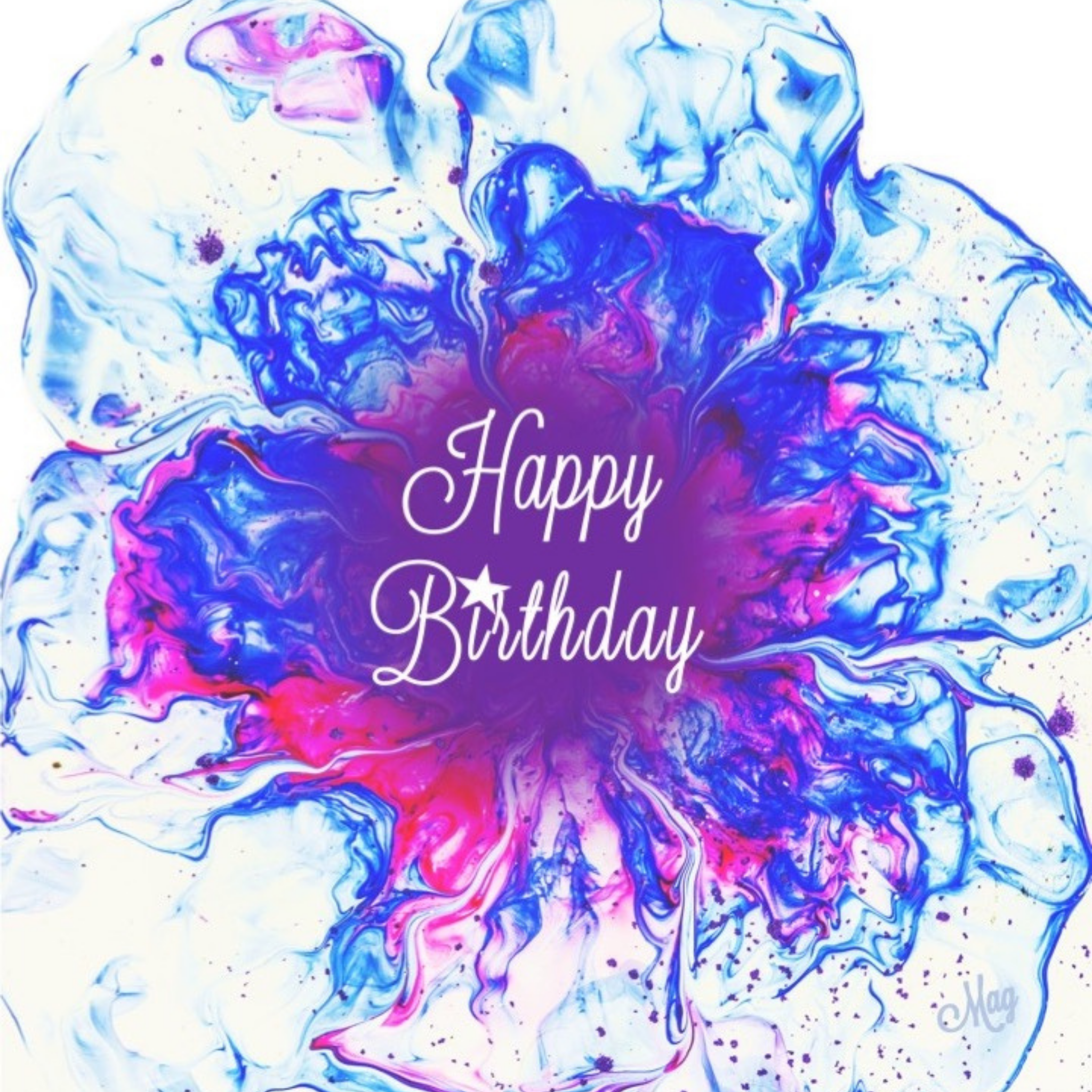 Celestial Bloom Card – Happy Birthday Greeting Card with Abstract Floral Design