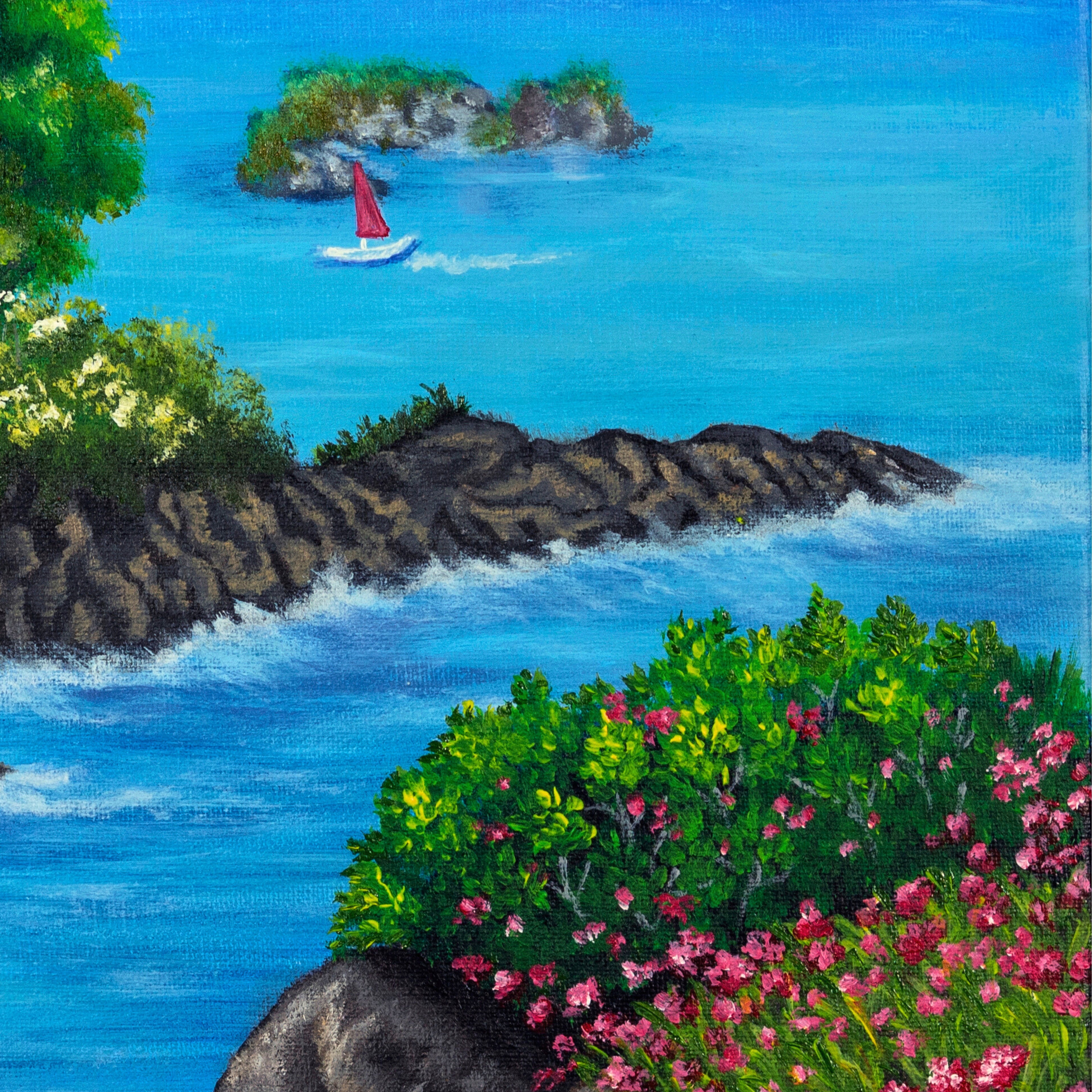 Colourful Coastal Village Canvas Print – Vibrant Seaside Wall Art for Home & Studio